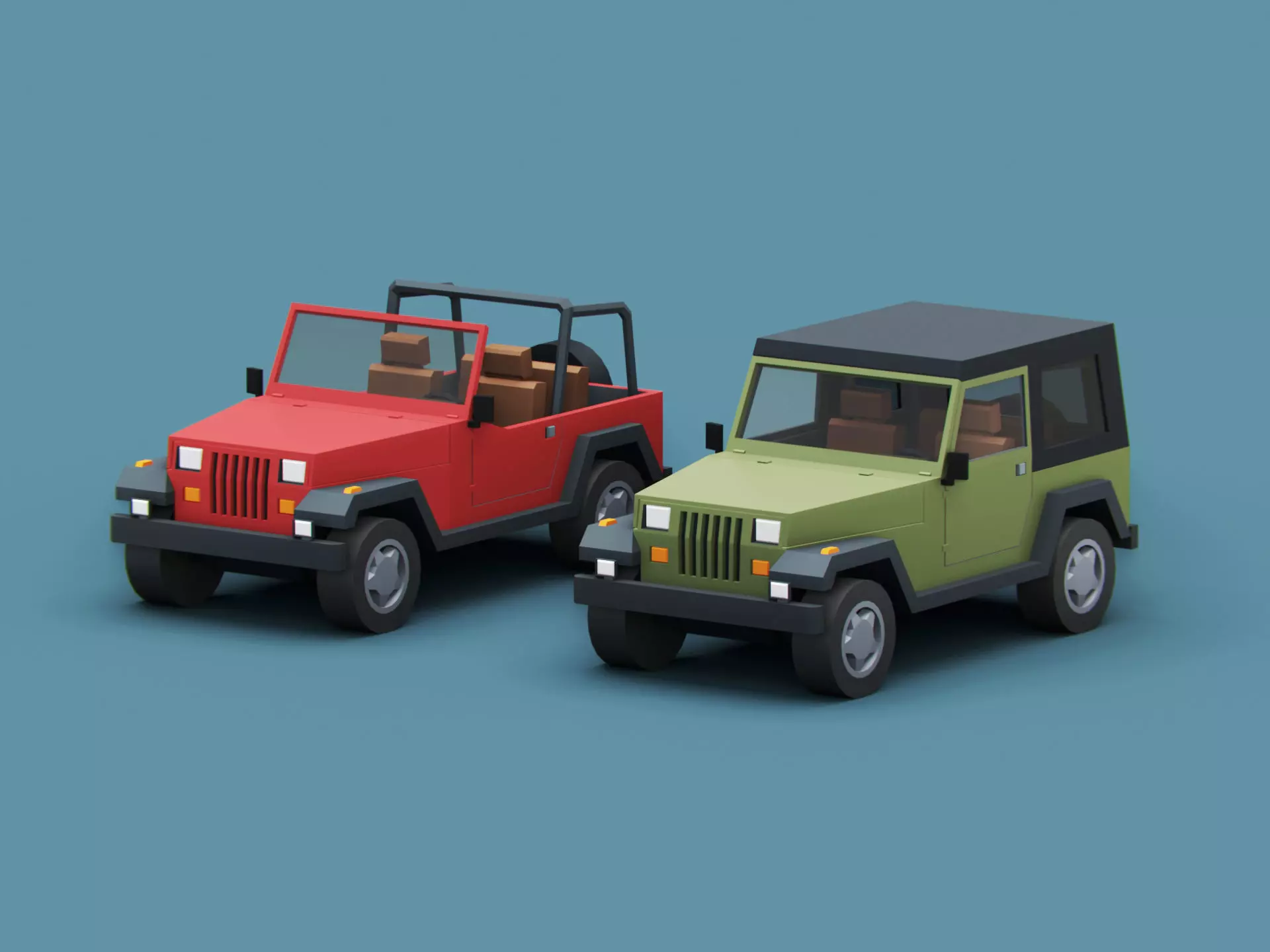 Stylized Cartoon American SUV  4x4 Jeep Low-poly 3D model_0
