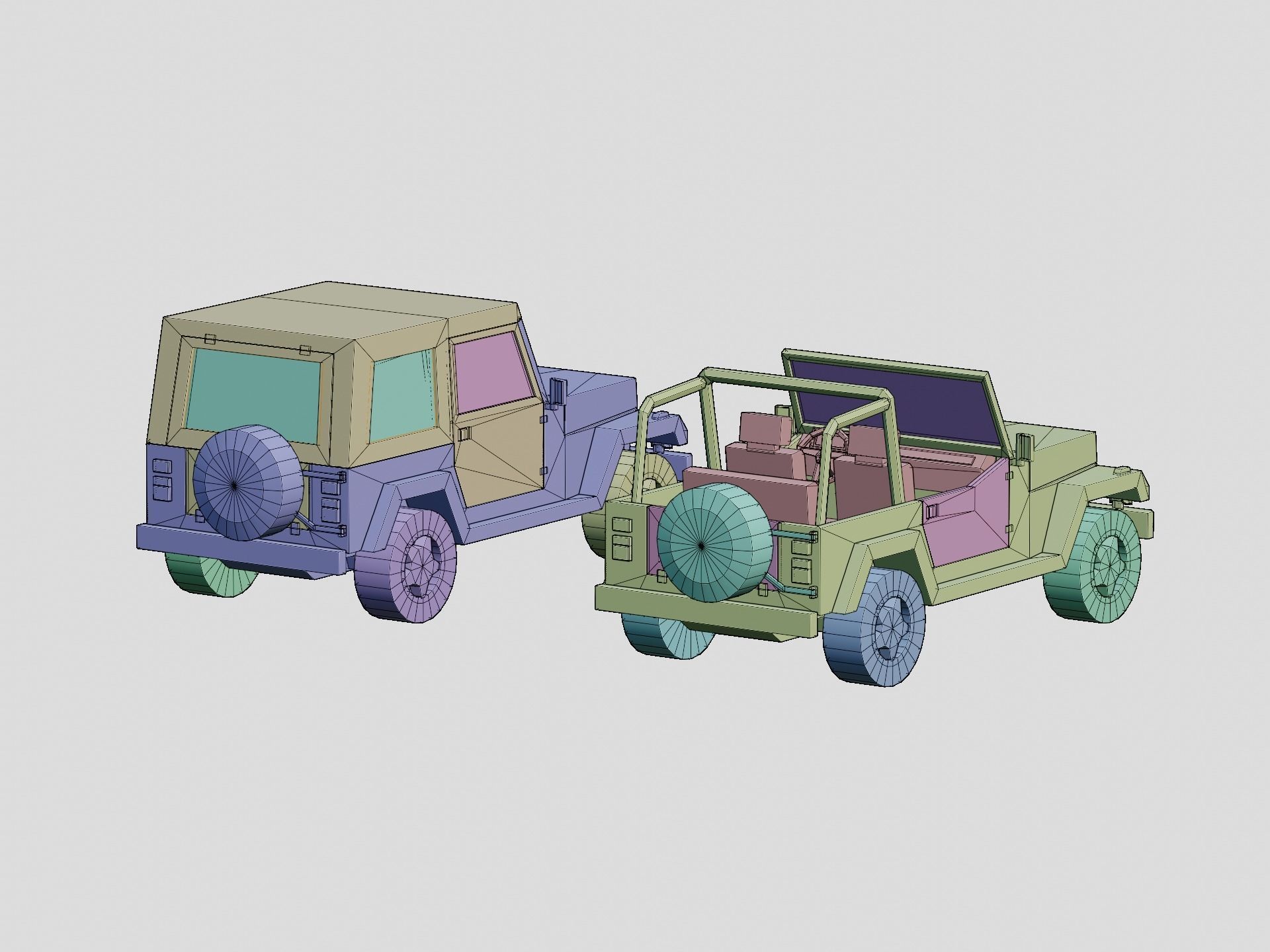 Stylized Cartoon American SUV  4x4 Jeep Low-poly 3D model_9