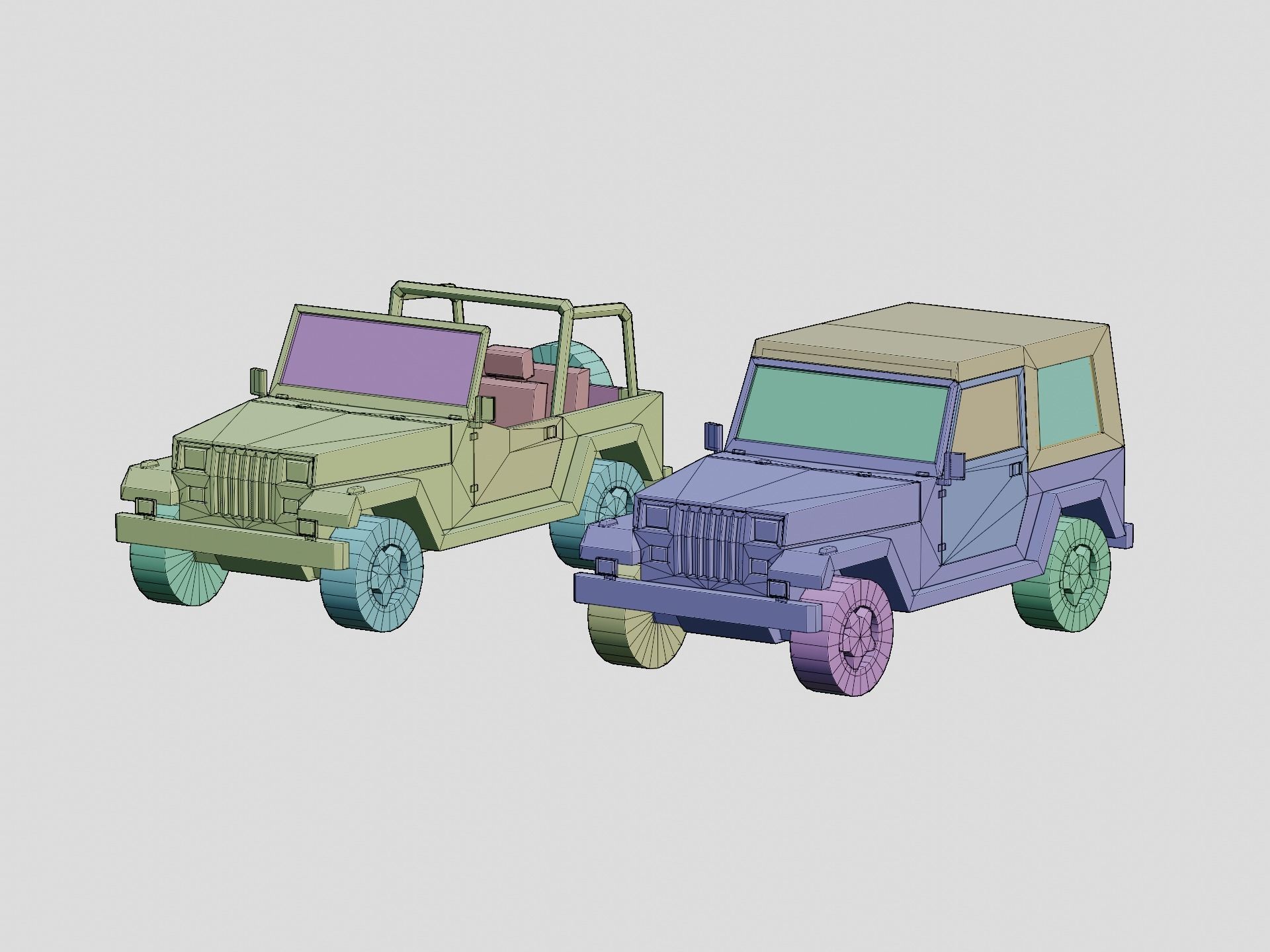Stylized Cartoon American SUV  4x4 Jeep Low-poly 3D model_8