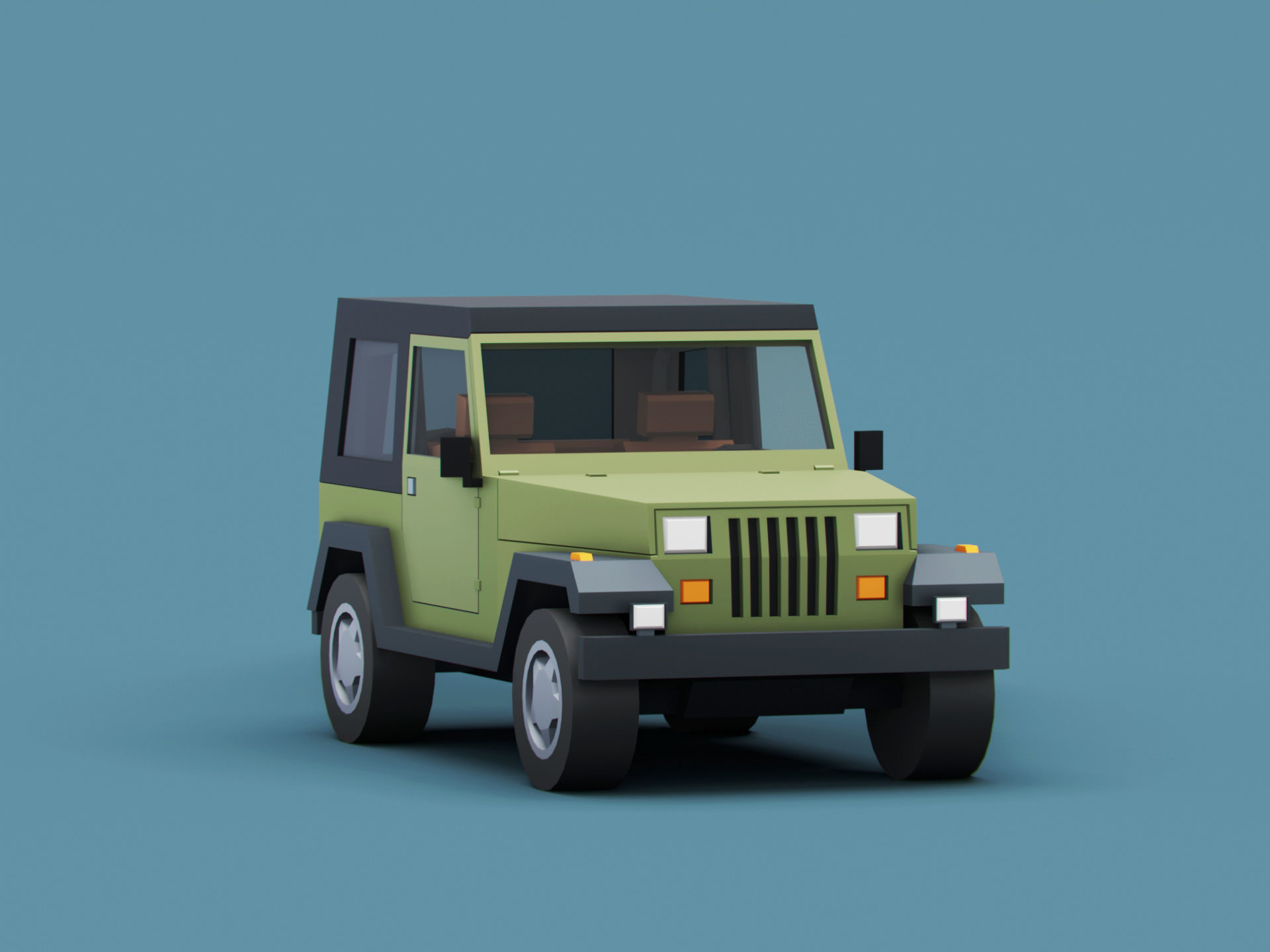 Stylized Cartoon American SUV  4x4 Jeep Low-poly 3D model_7