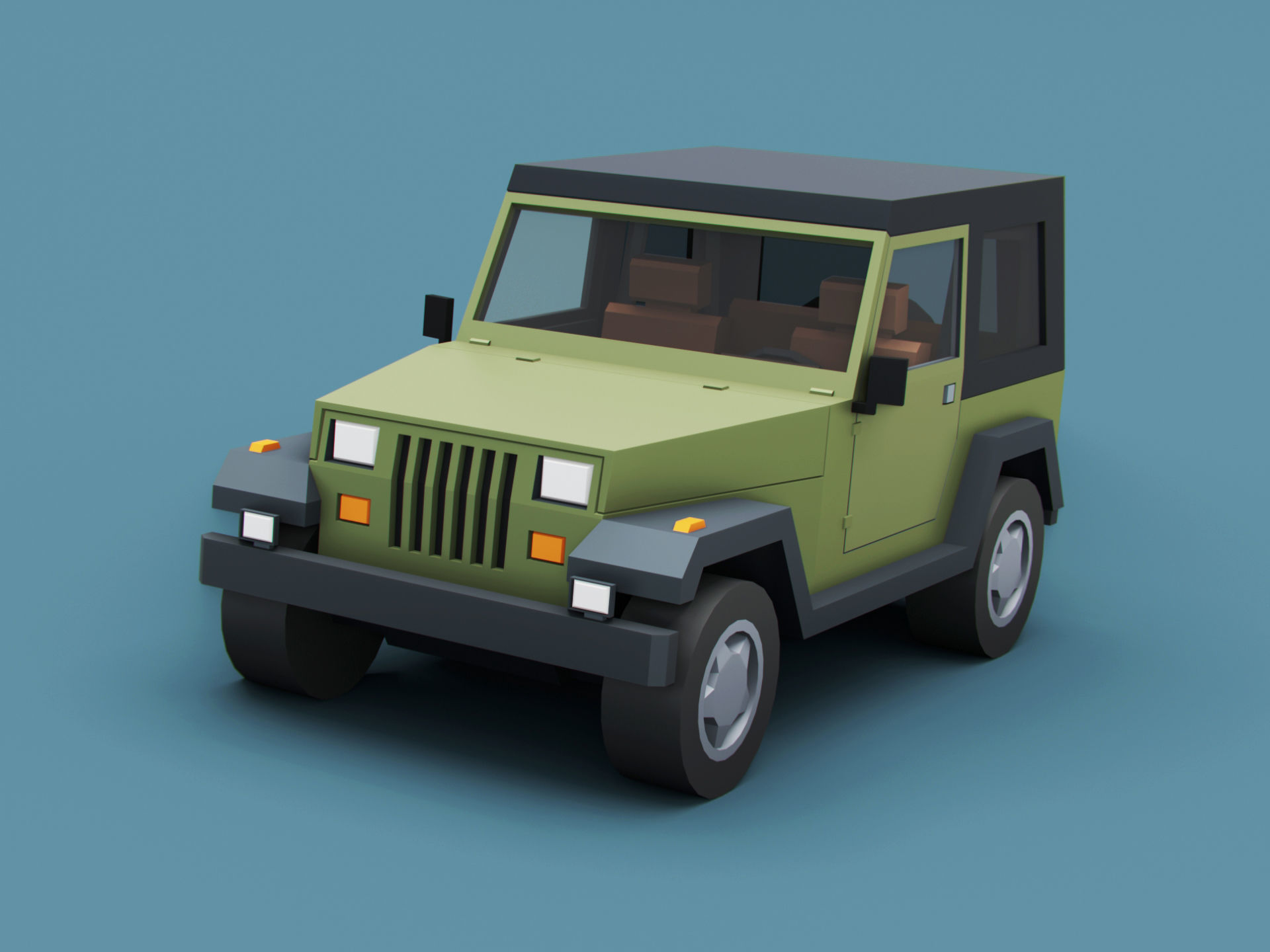 Stylized Cartoon American SUV  4x4 Jeep Low-poly 3D model_3