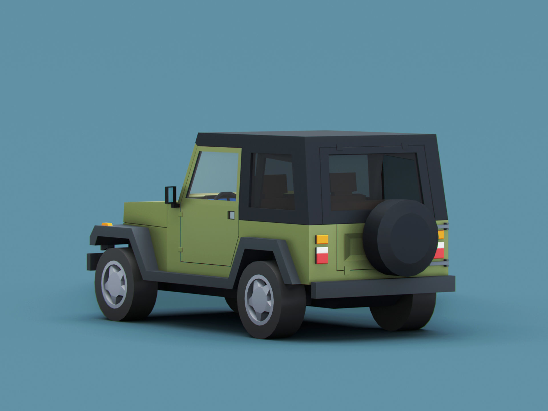 Stylized Cartoon American SUV  4x4 Jeep Low-poly 3D model_6