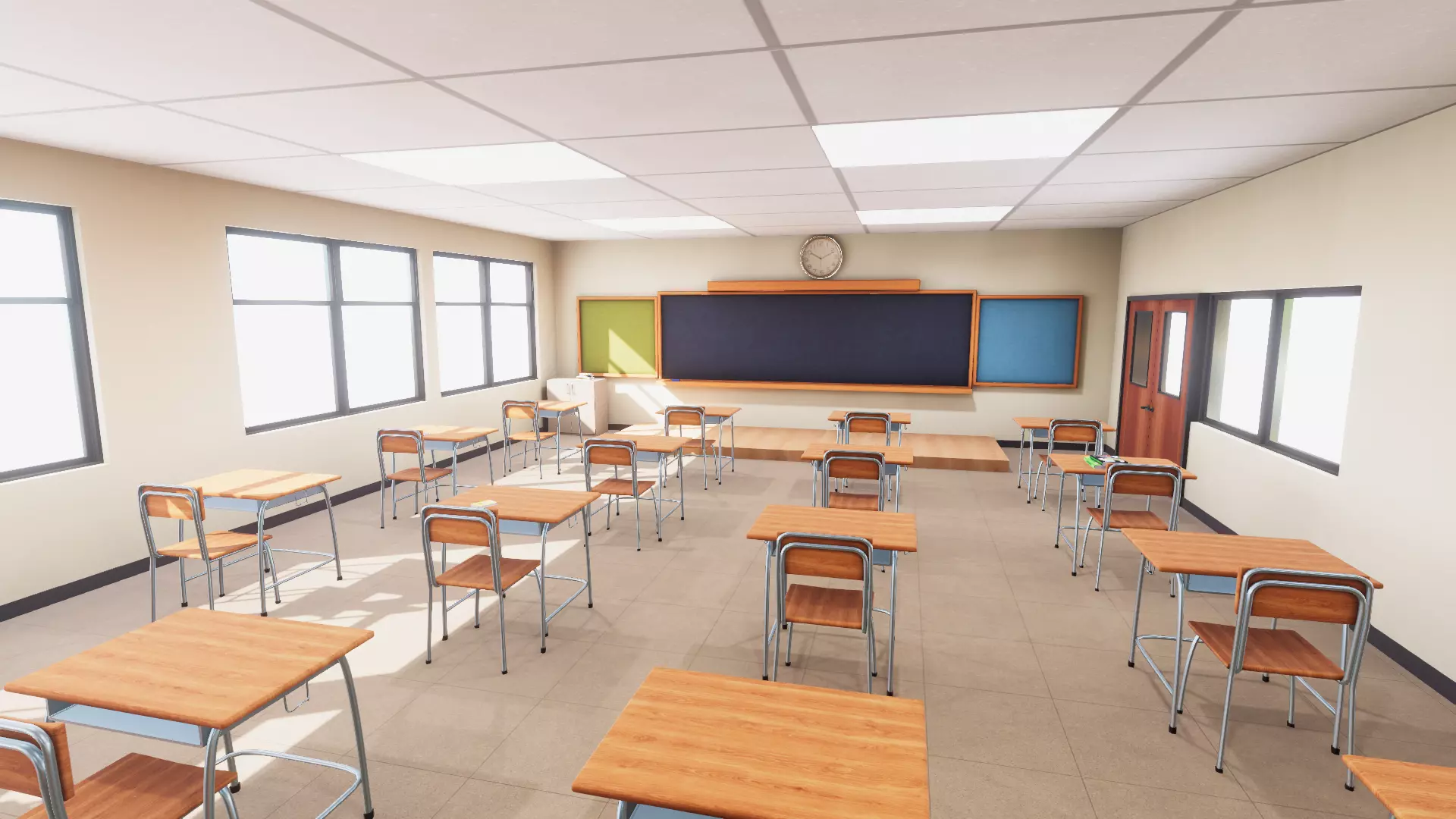 Classroom Interior Low-poly 3D model