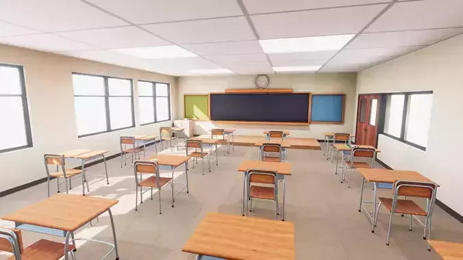 Classroom Interior Low-poly 3D model