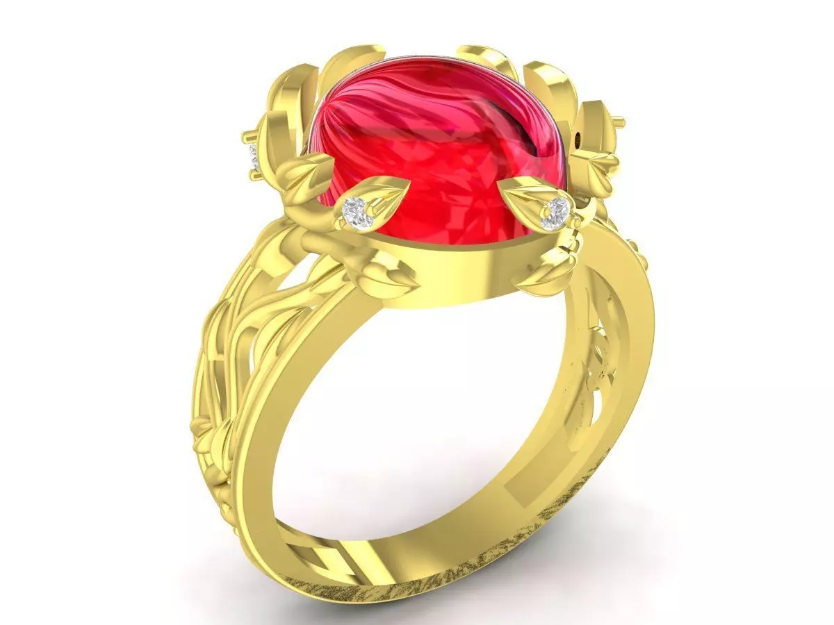Luxury Floral Oval Ruby Ring for Women 3681 3D print model