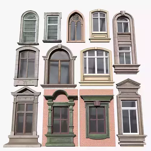 Classic Cartoon style of PBR Modular Windows Collection 2