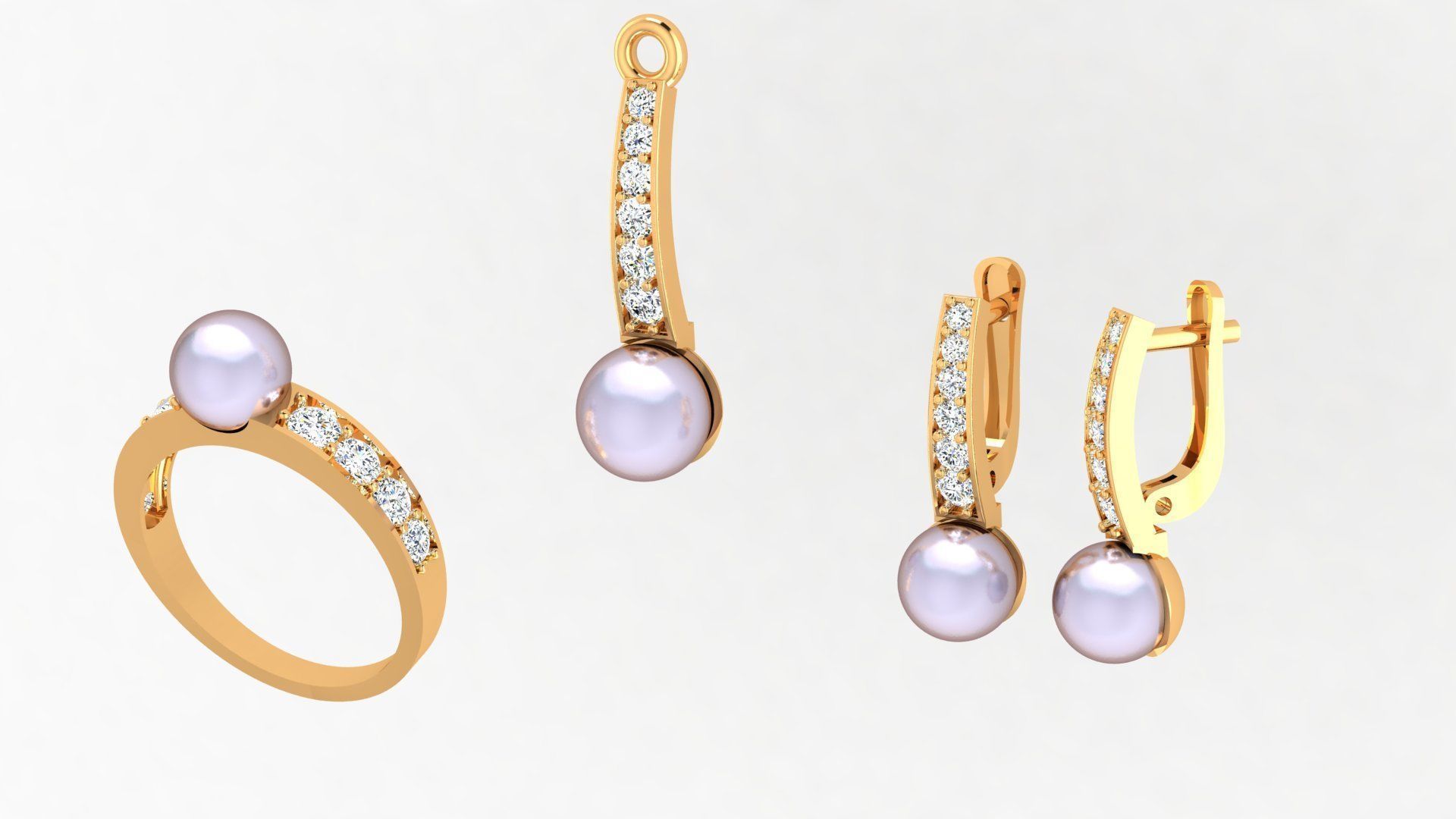 PEARL SET WITH DIAMONDS 3D print model_5