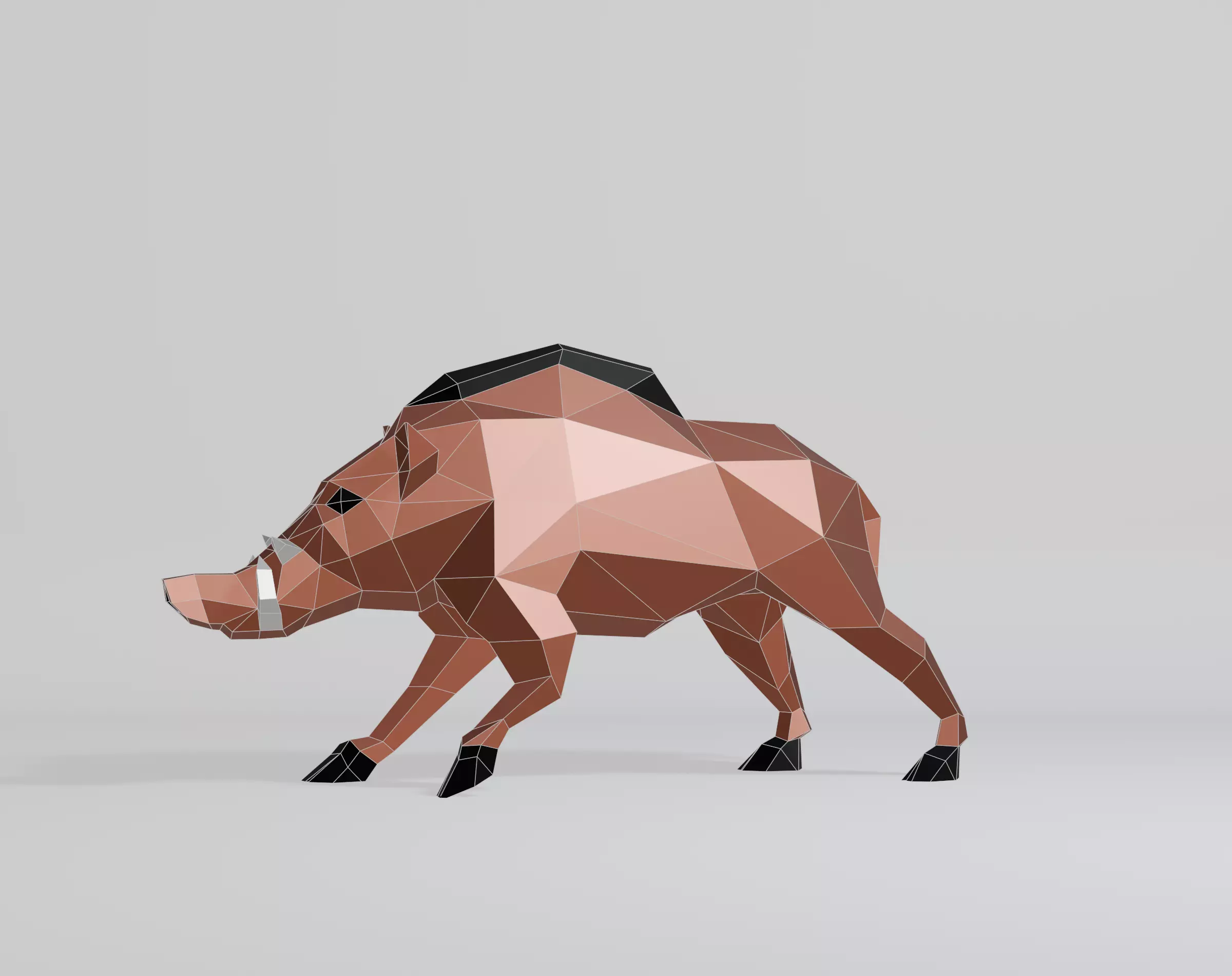 Polygonal Warthog Low-poly 3D model_0