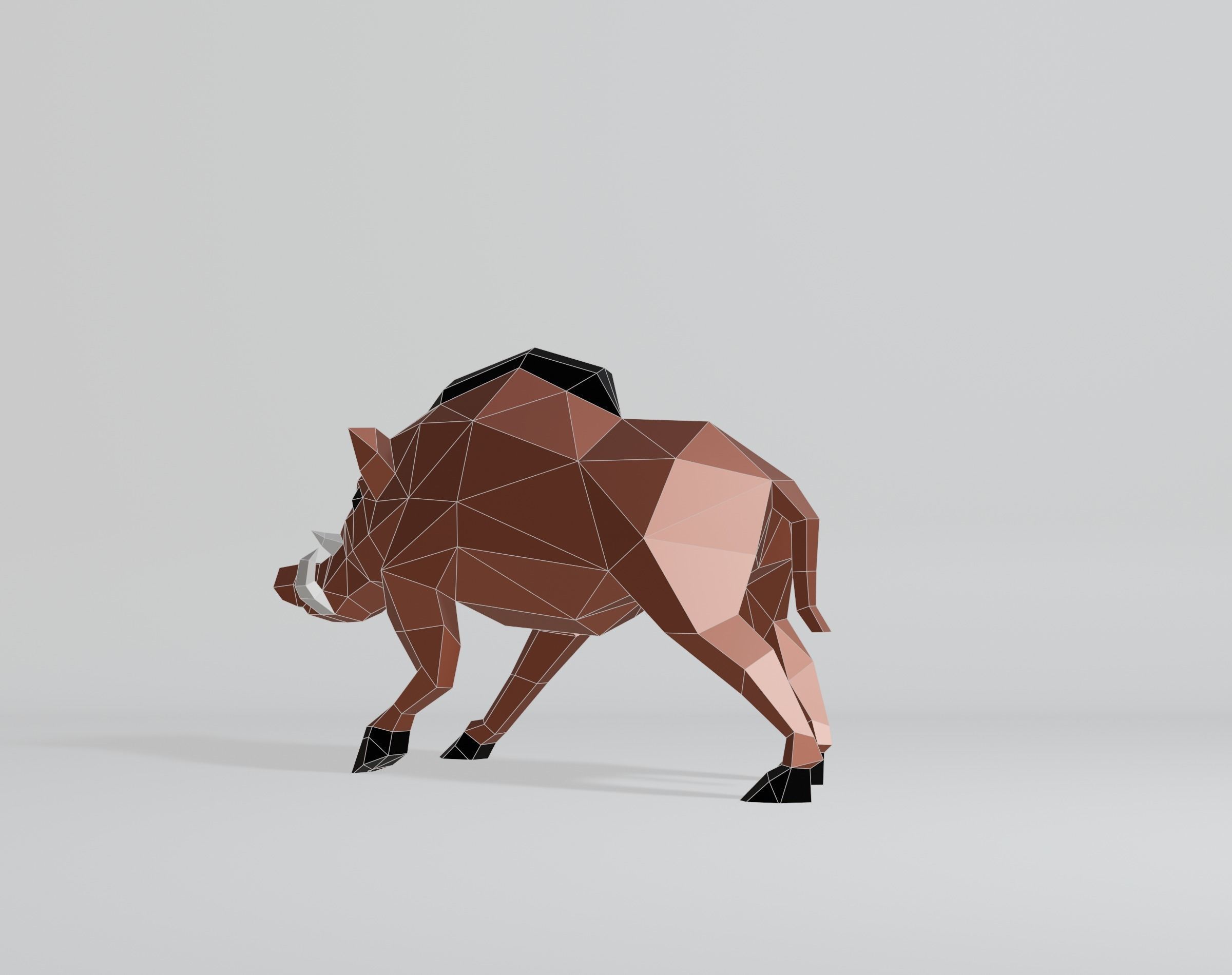 Polygonal Warthog Low-poly 3D model_11