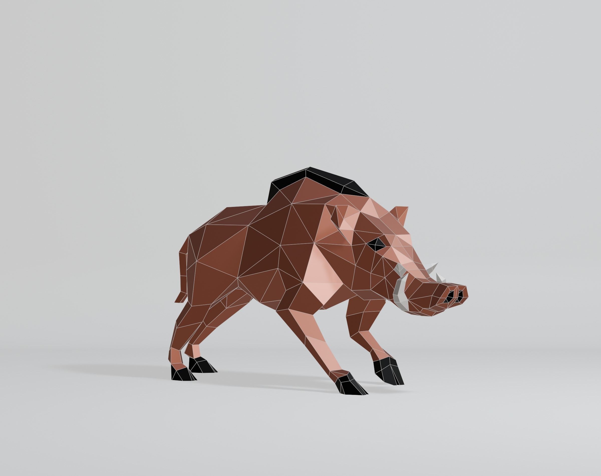 Polygonal Warthog Low-poly 3D model_4