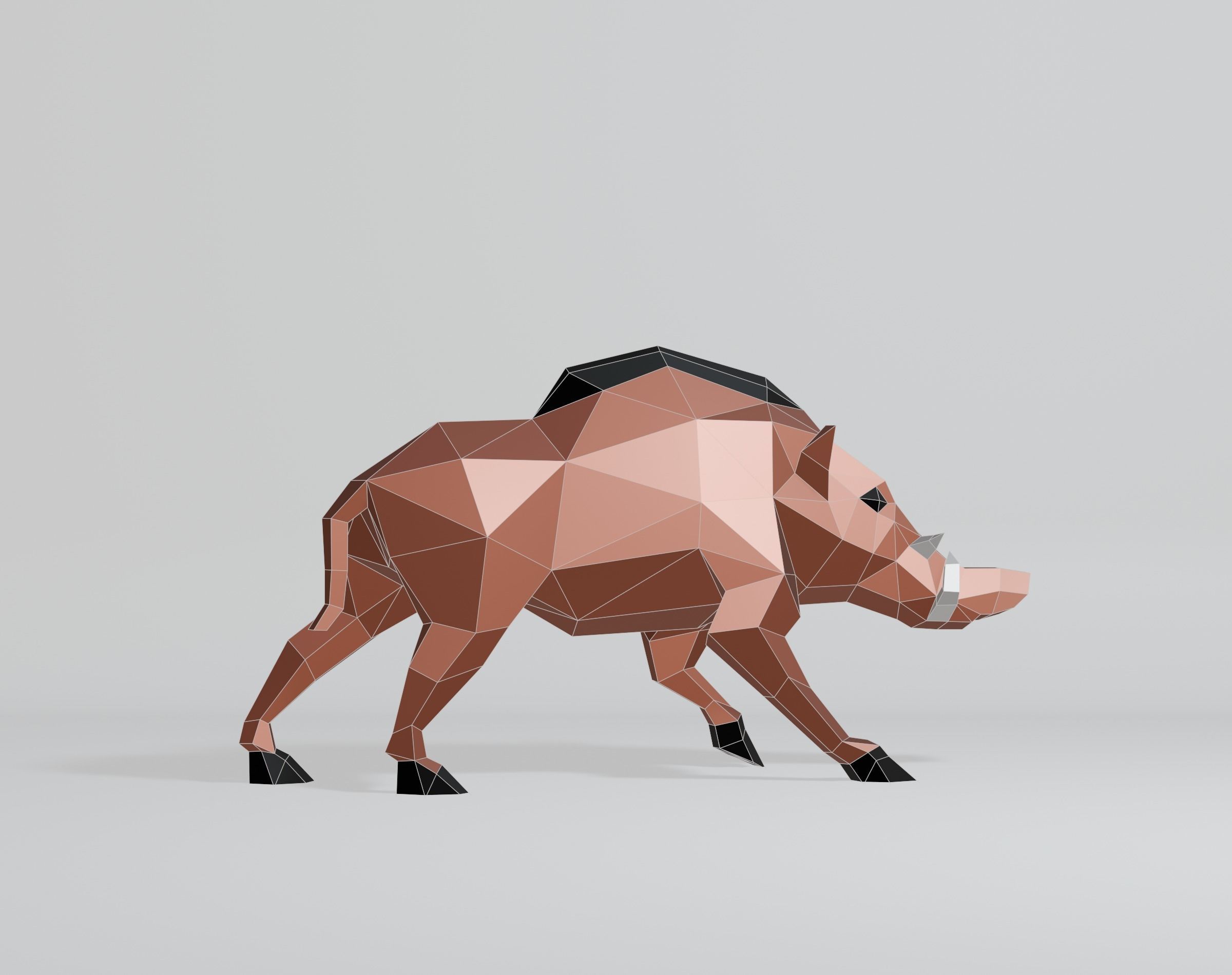 Polygonal Warthog Low-poly 3D model_6