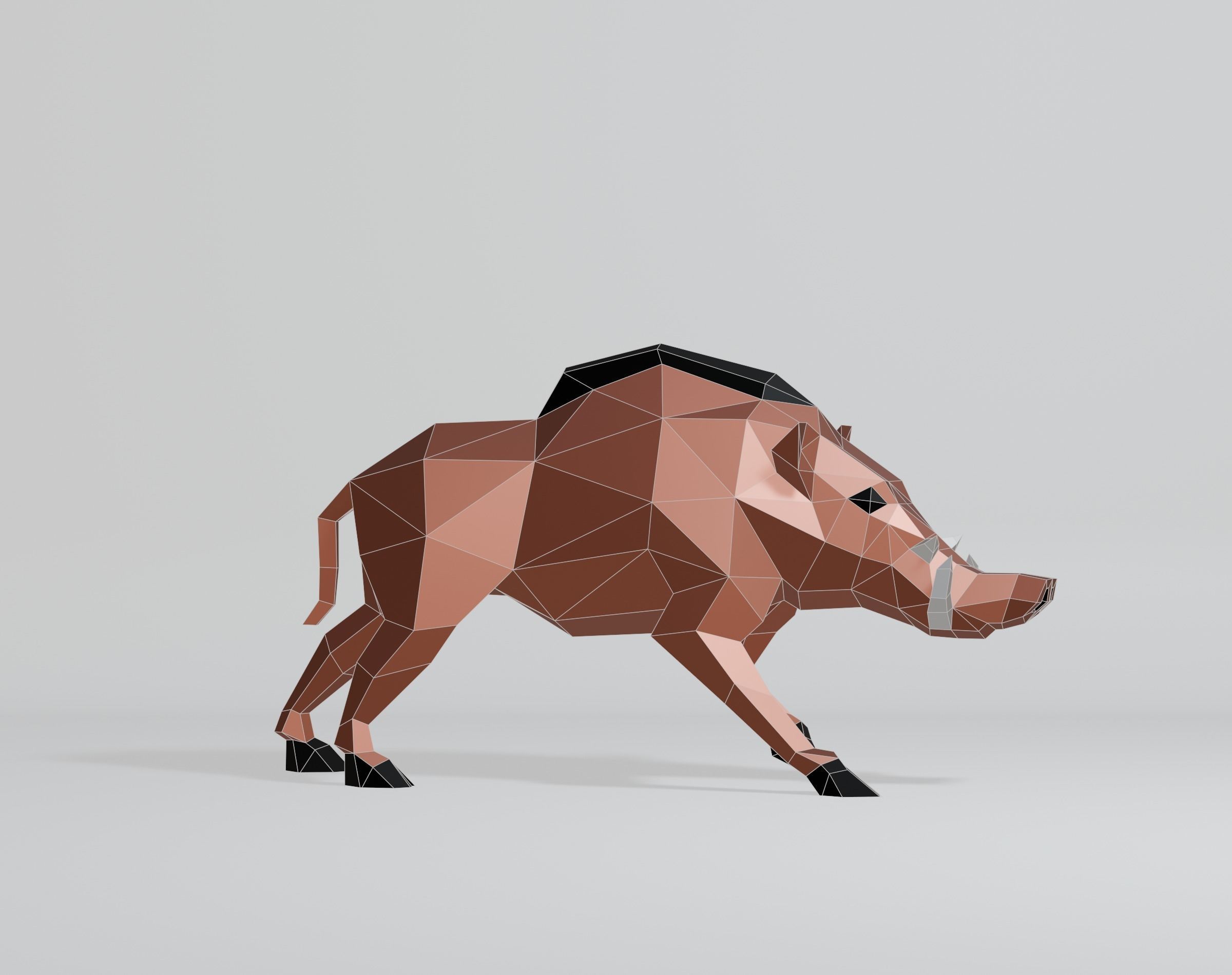 Polygonal Warthog Low-poly 3D model_5
