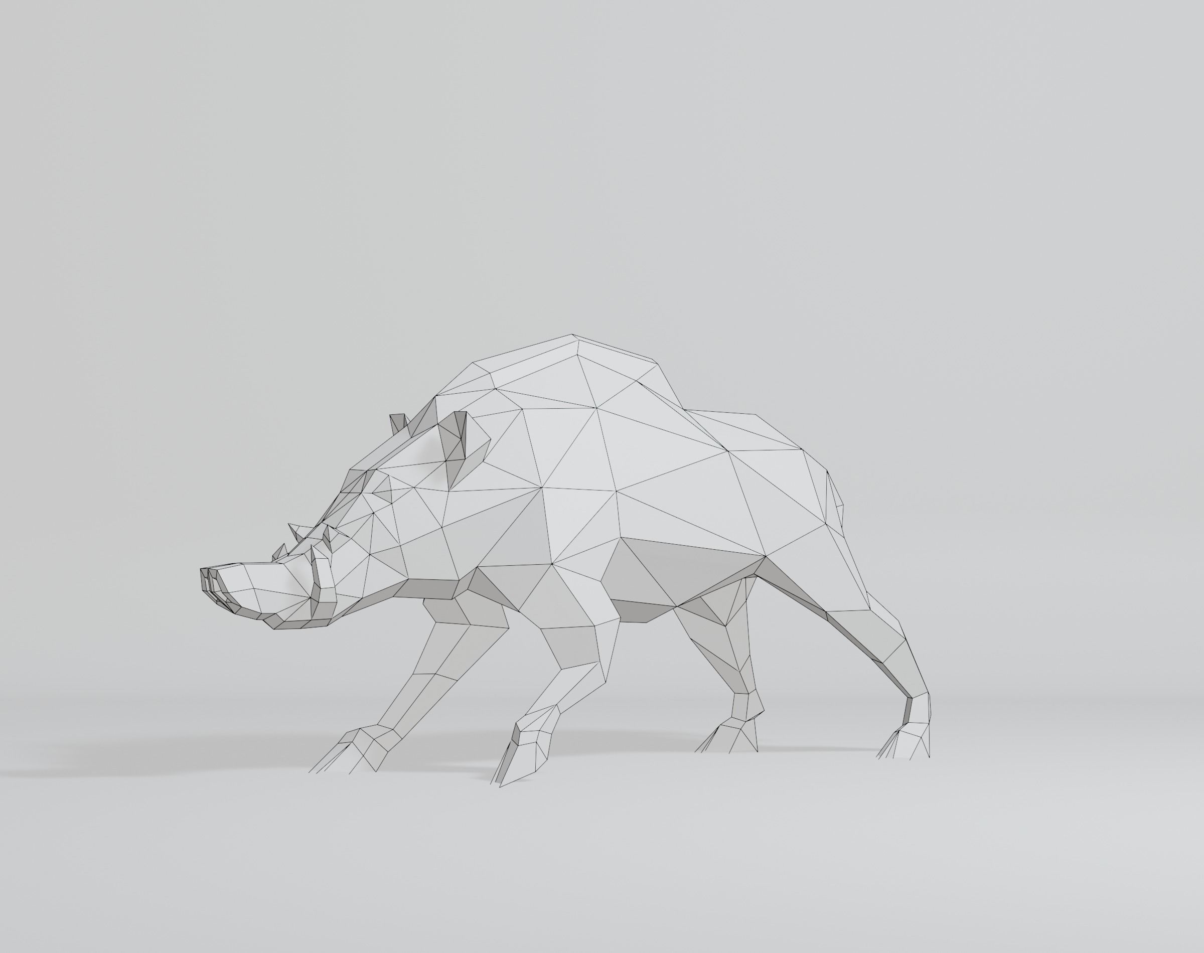 Polygonal Warthog Low-poly 3D model_13