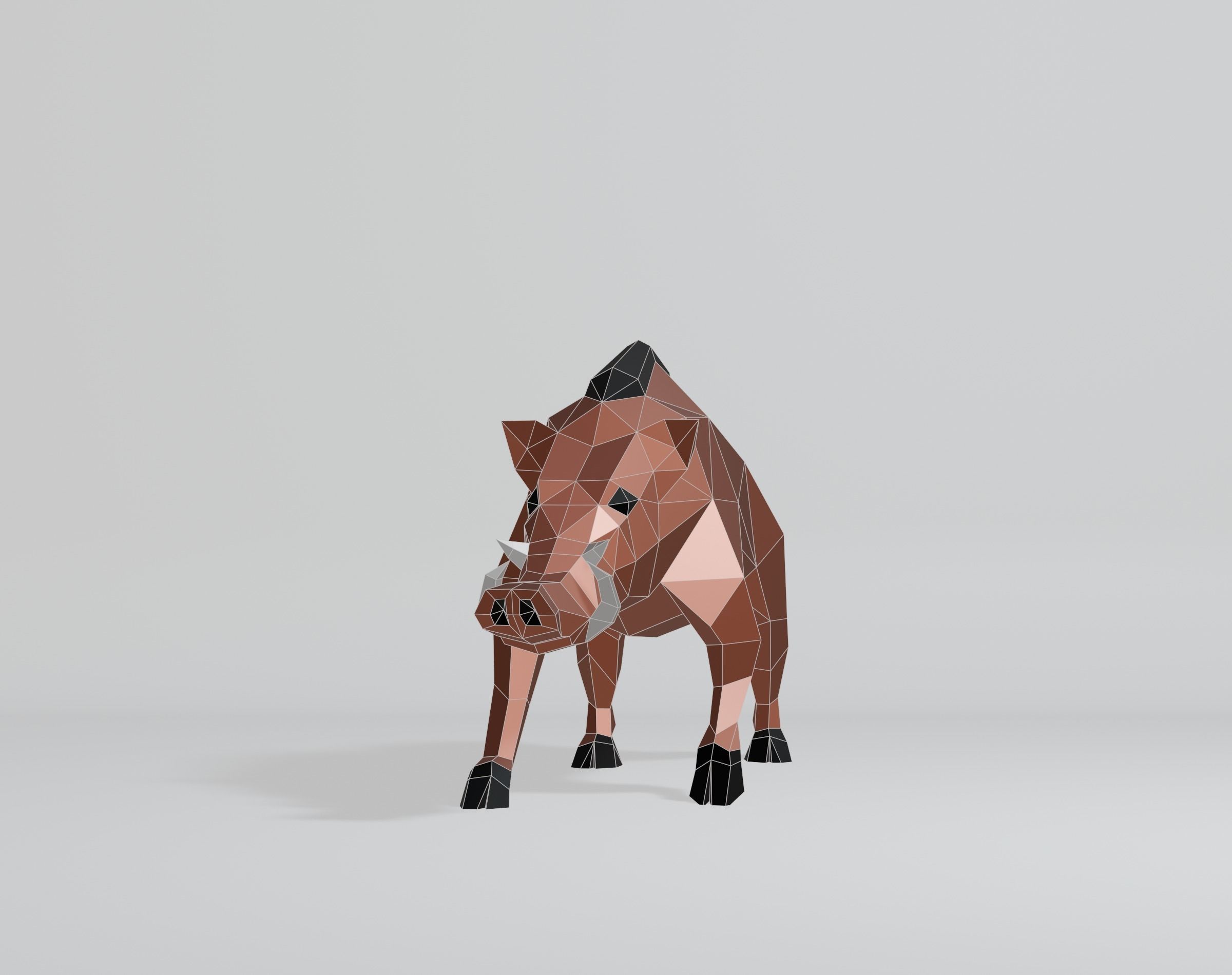 Polygonal Warthog Low-poly 3D model_2