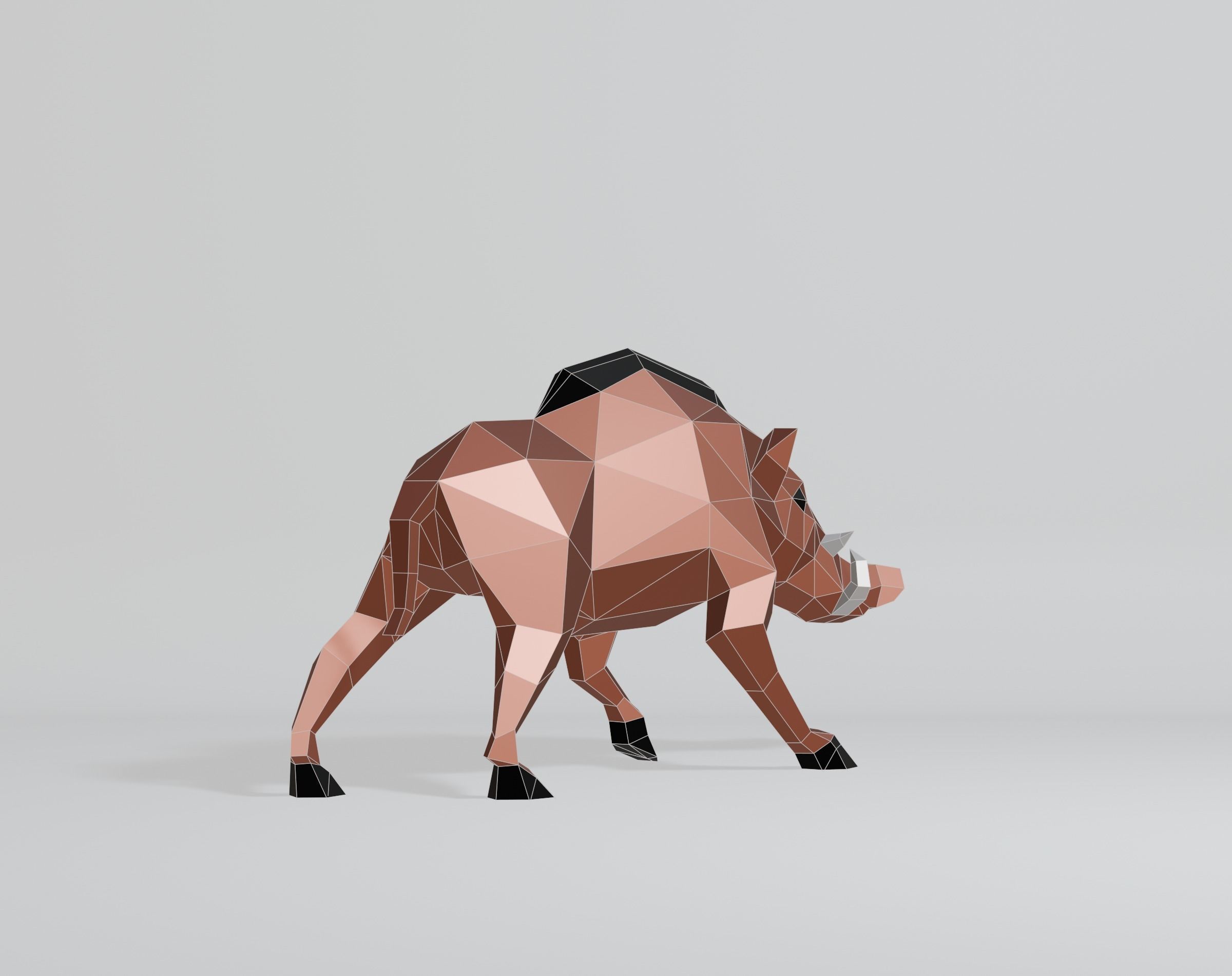Polygonal Warthog Low-poly 3D model_7