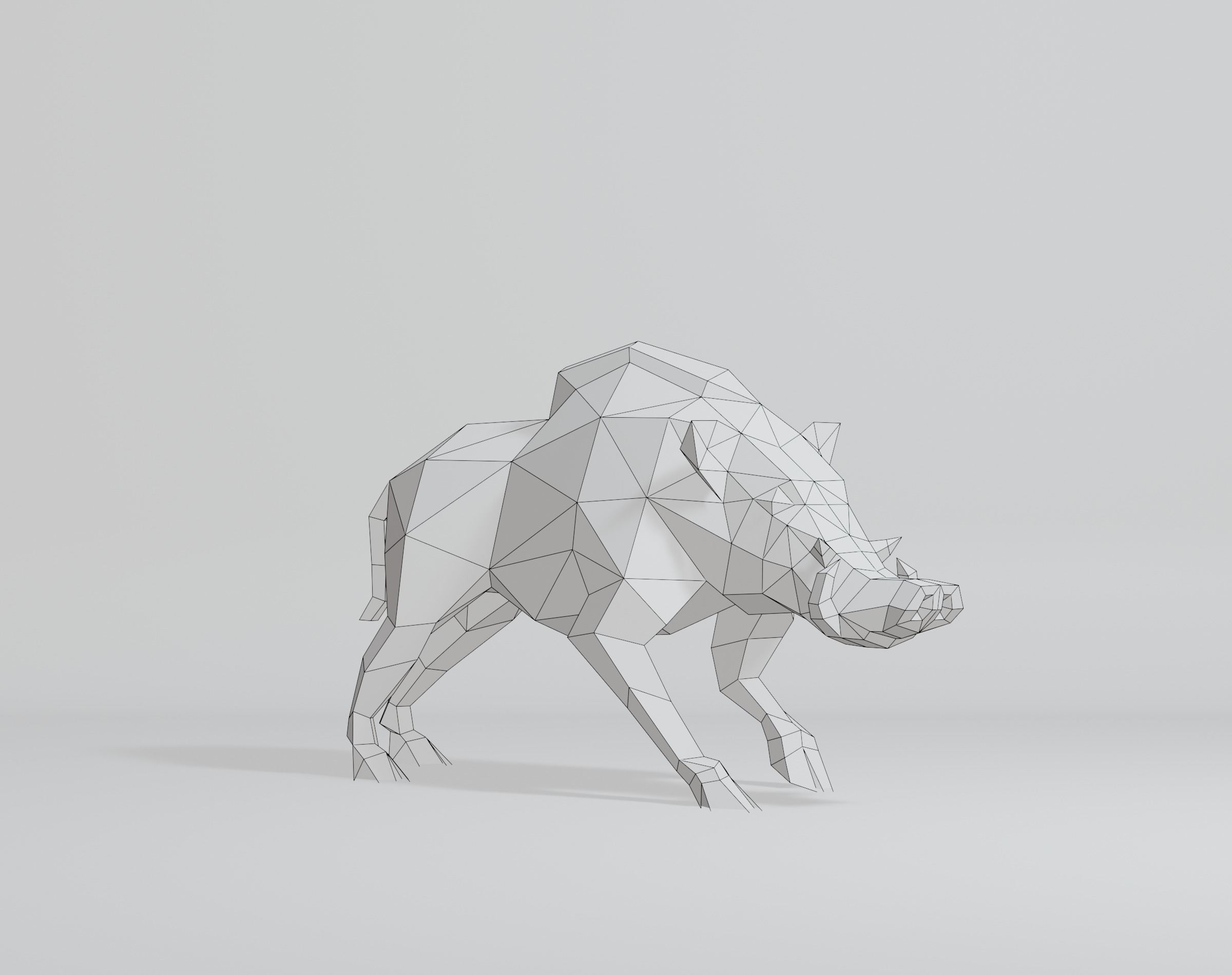 Polygonal Warthog Low-poly 3D model_14