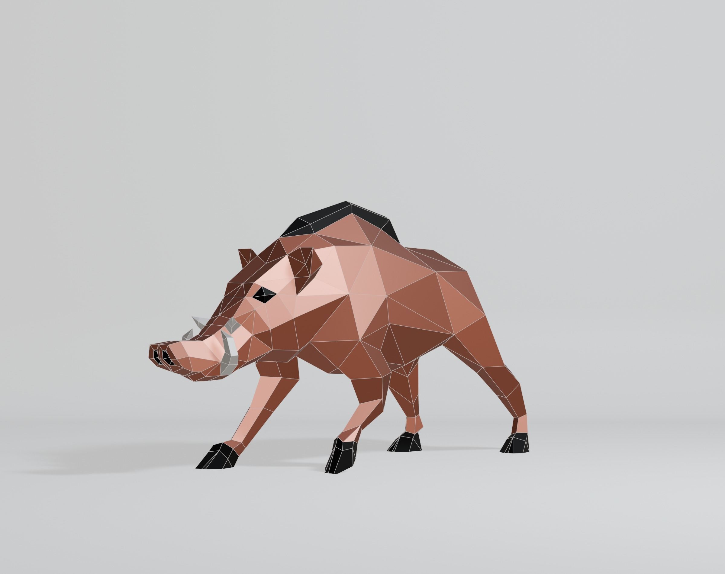 Polygonal Warthog Low-poly 3D model_1