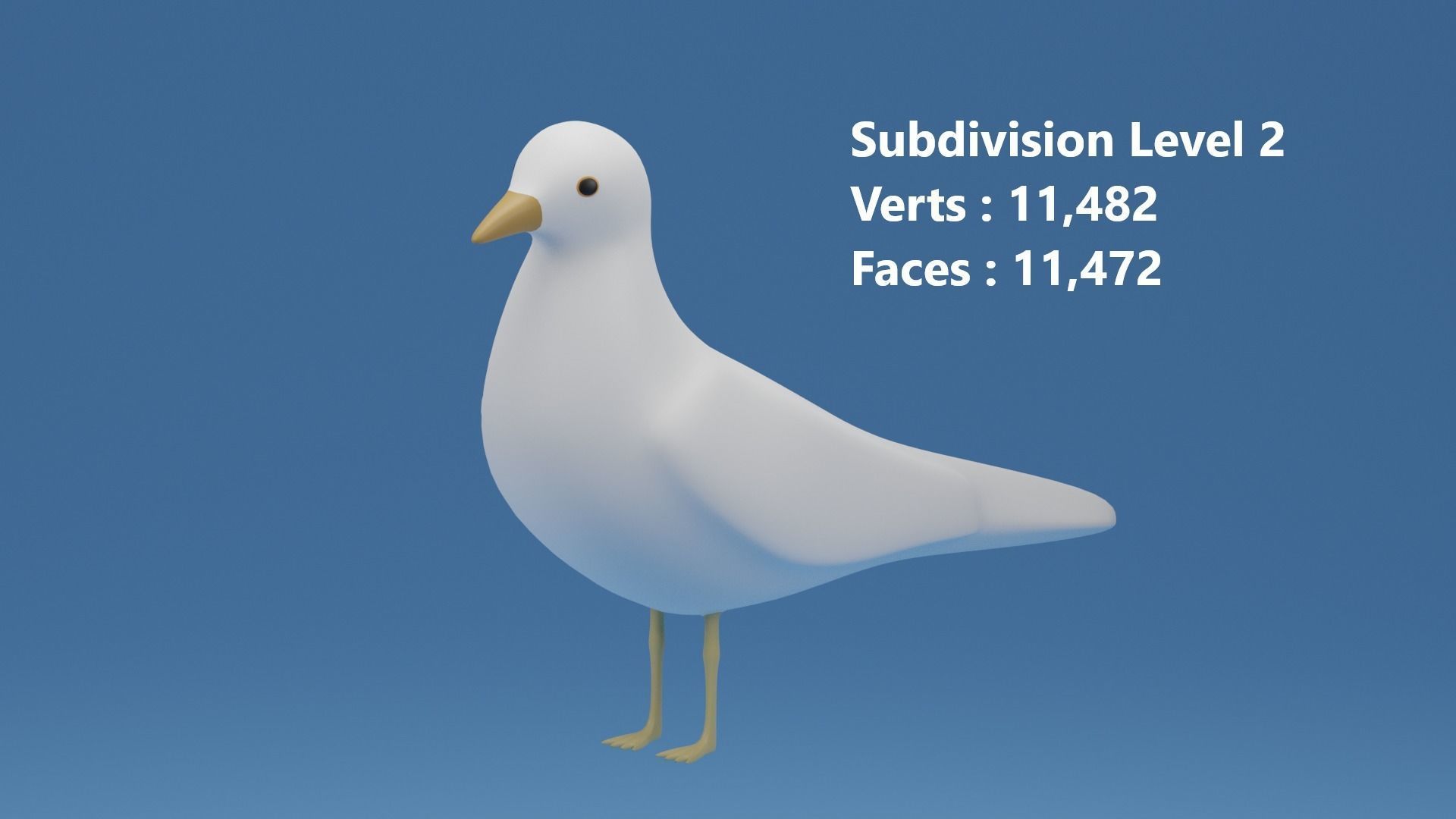 Cartoon Cute Bird Seagull Low-poly 3D model_12
