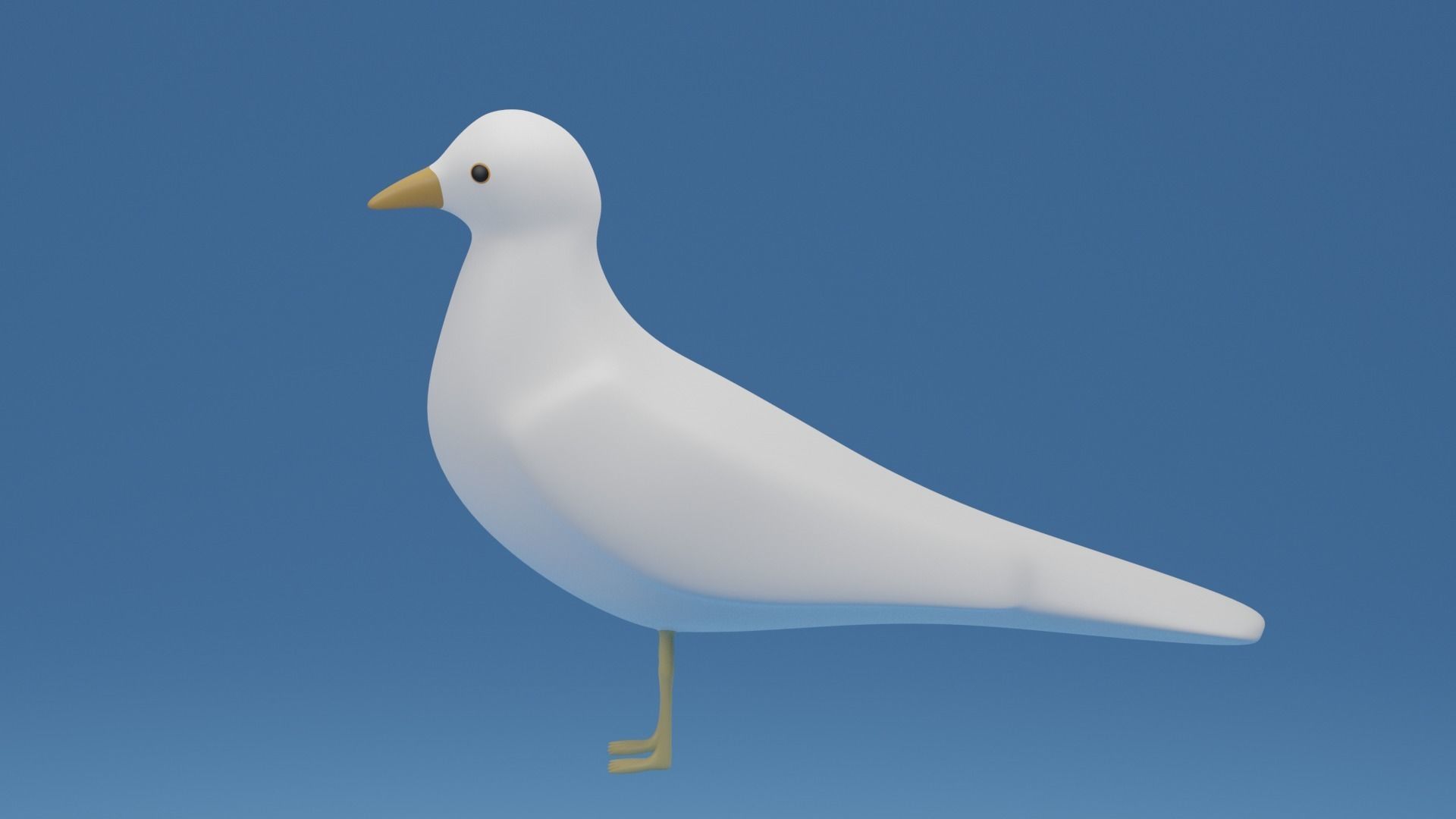 Cartoon Cute Bird Seagull Low-poly 3D model_5