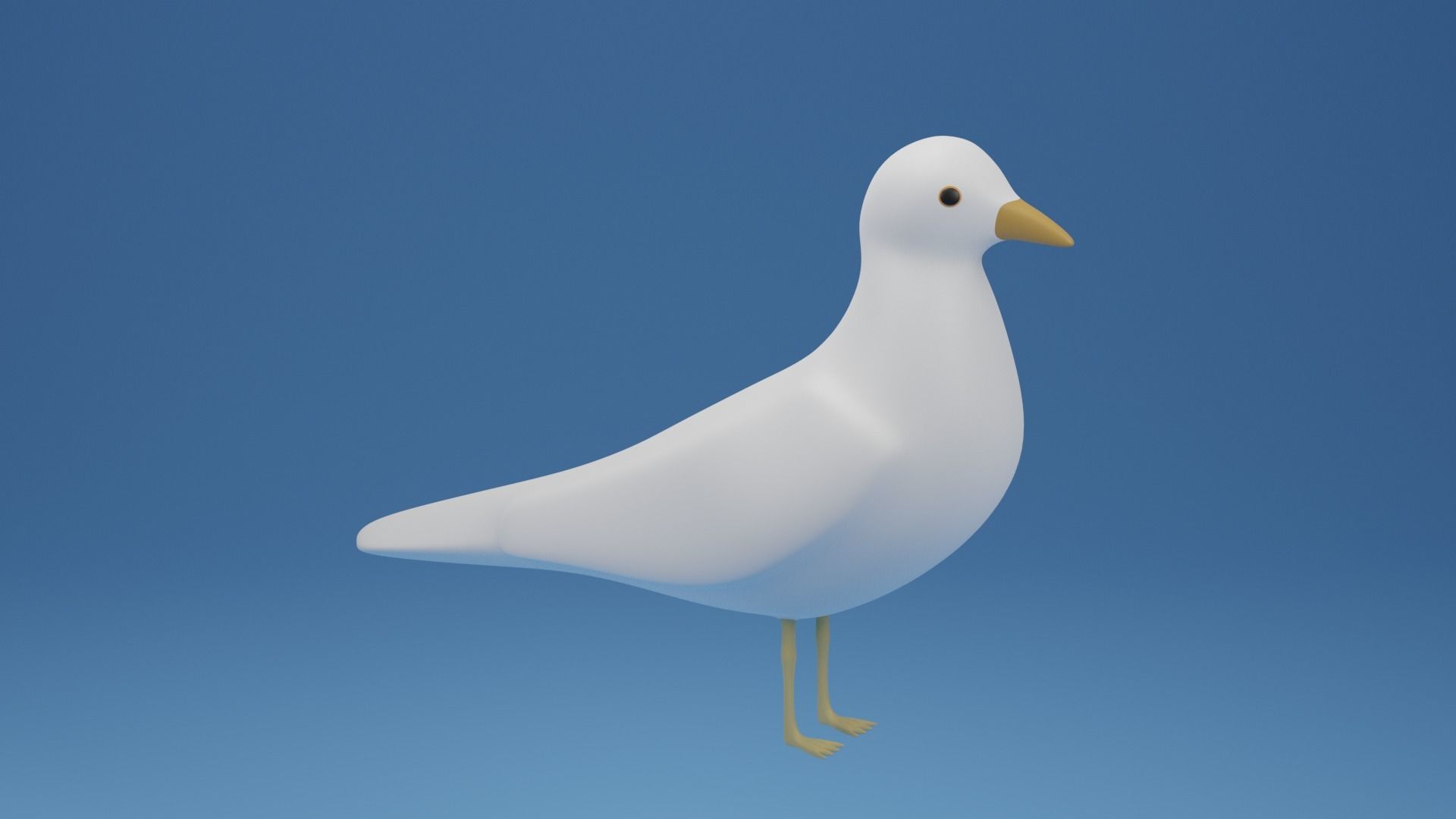 Cartoon Cute Bird Seagull Low-poly 3D model_2