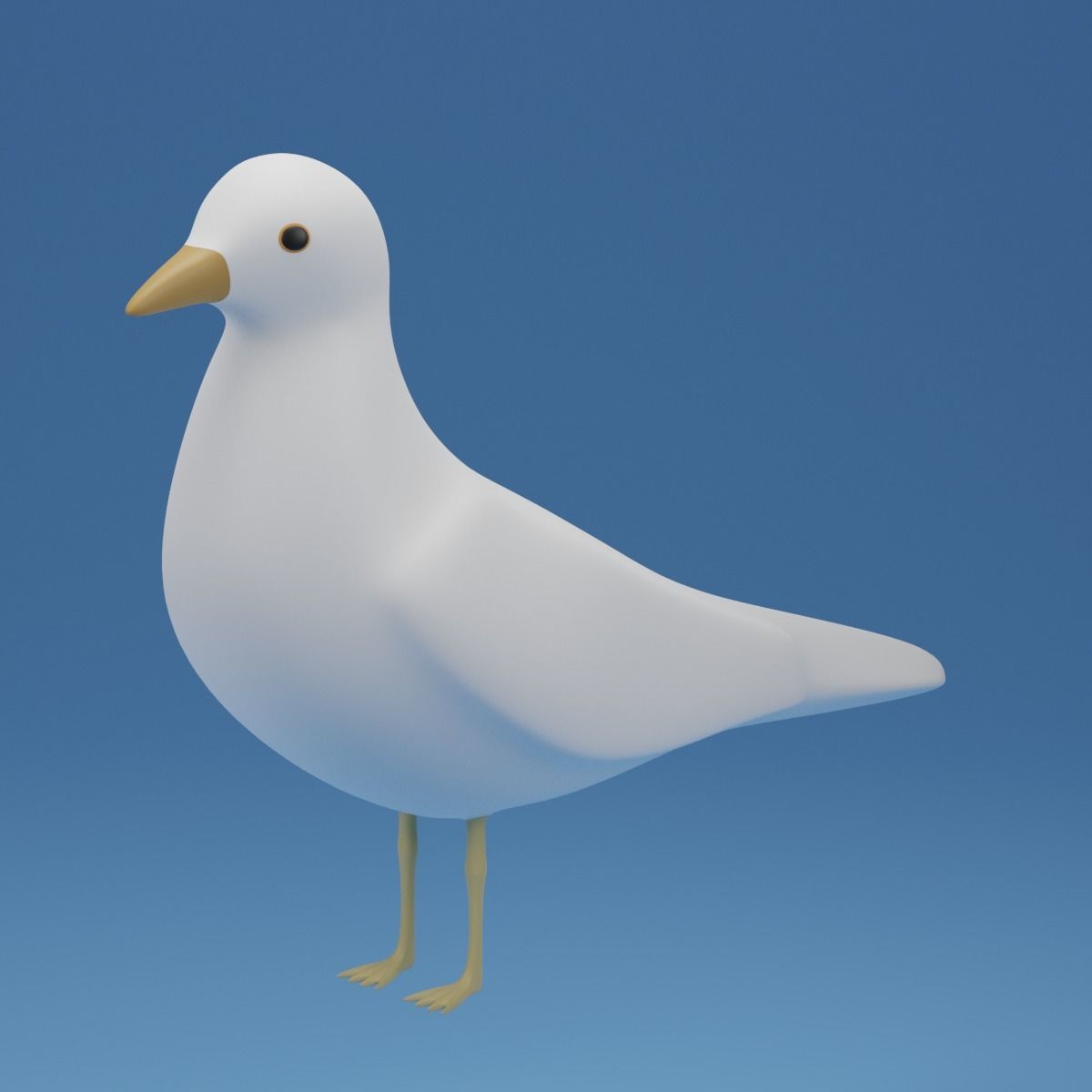 Cartoon Cute Bird Seagull Low-poly 3D model_20