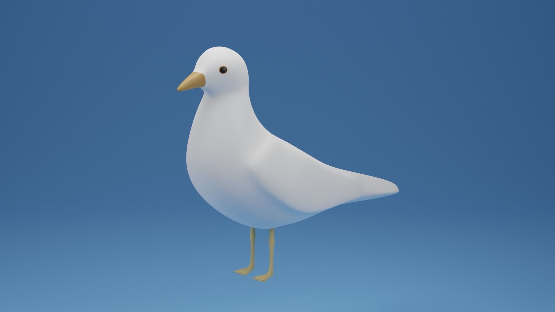 Cartoon Cute Bird Seagull Low-poly 3D model_8