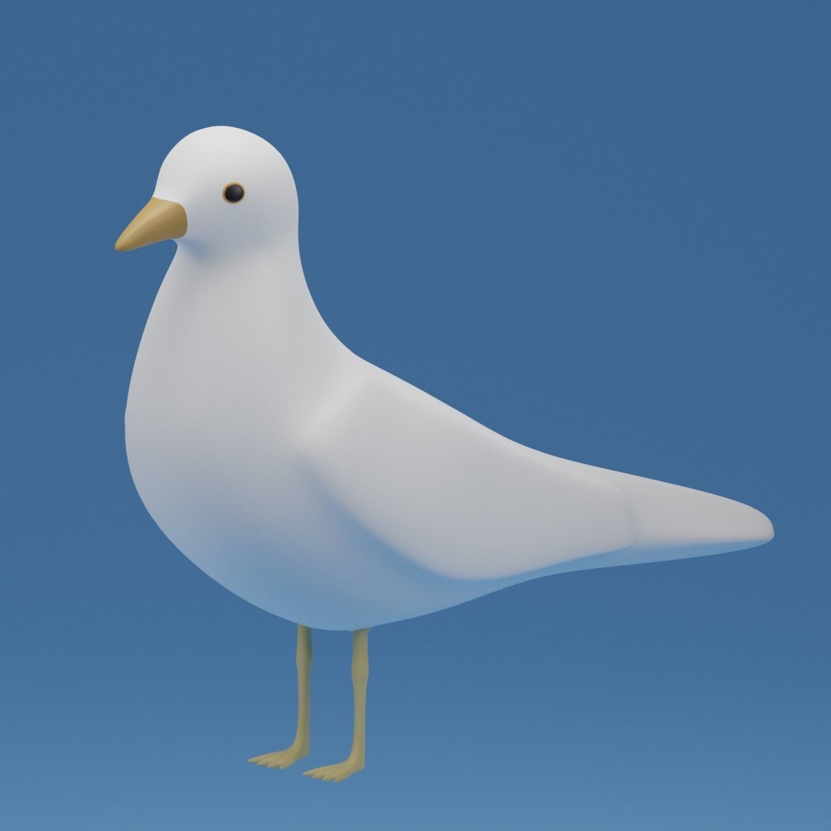 Cartoon Cute Bird Seagull Low-poly 3D model_19