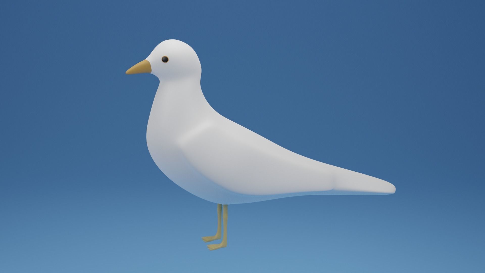 Cartoon Cute Bird Seagull Low-poly 3D model_6
