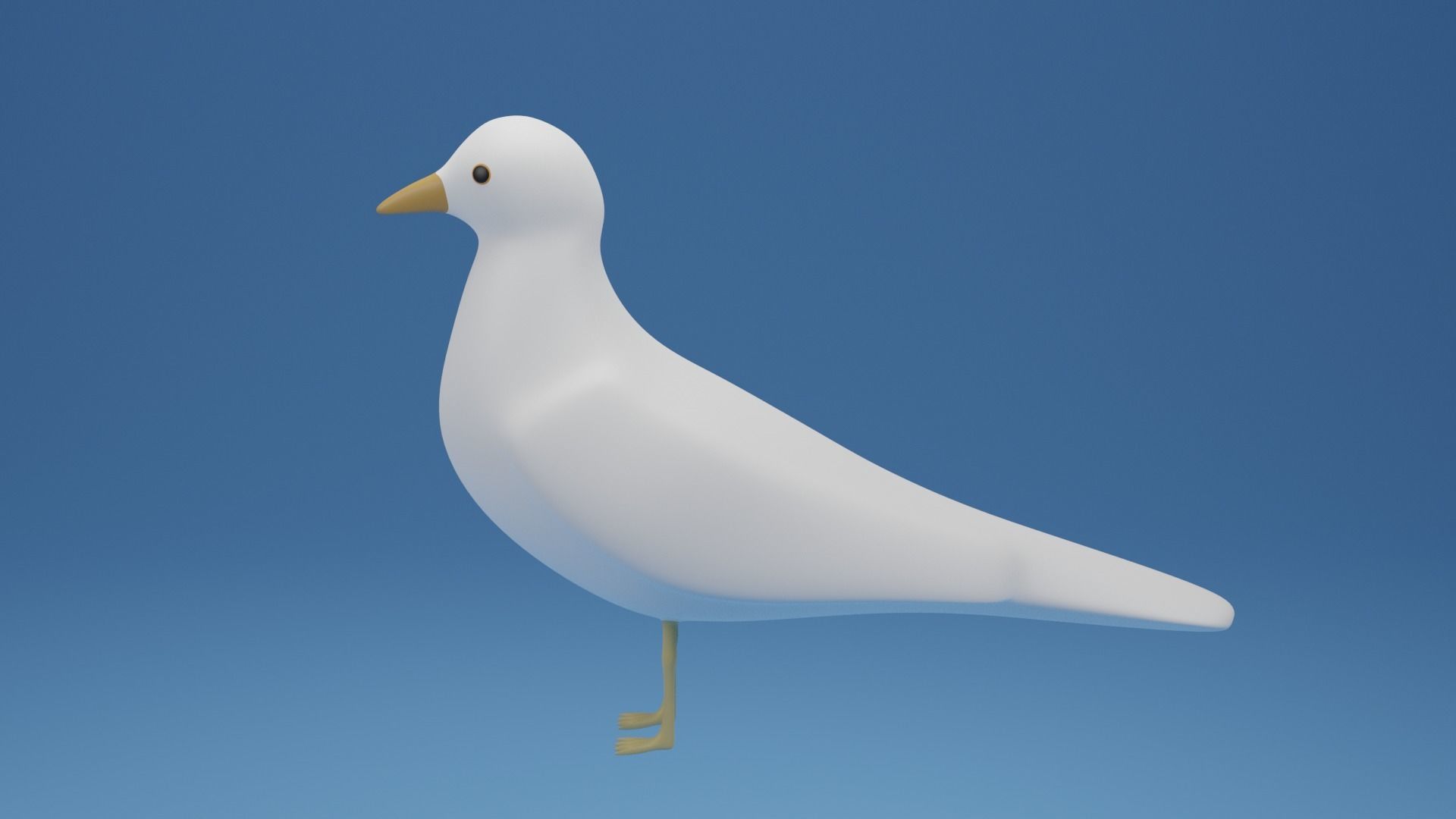 Cartoon Cute Bird Seagull Low-poly 3D model_4