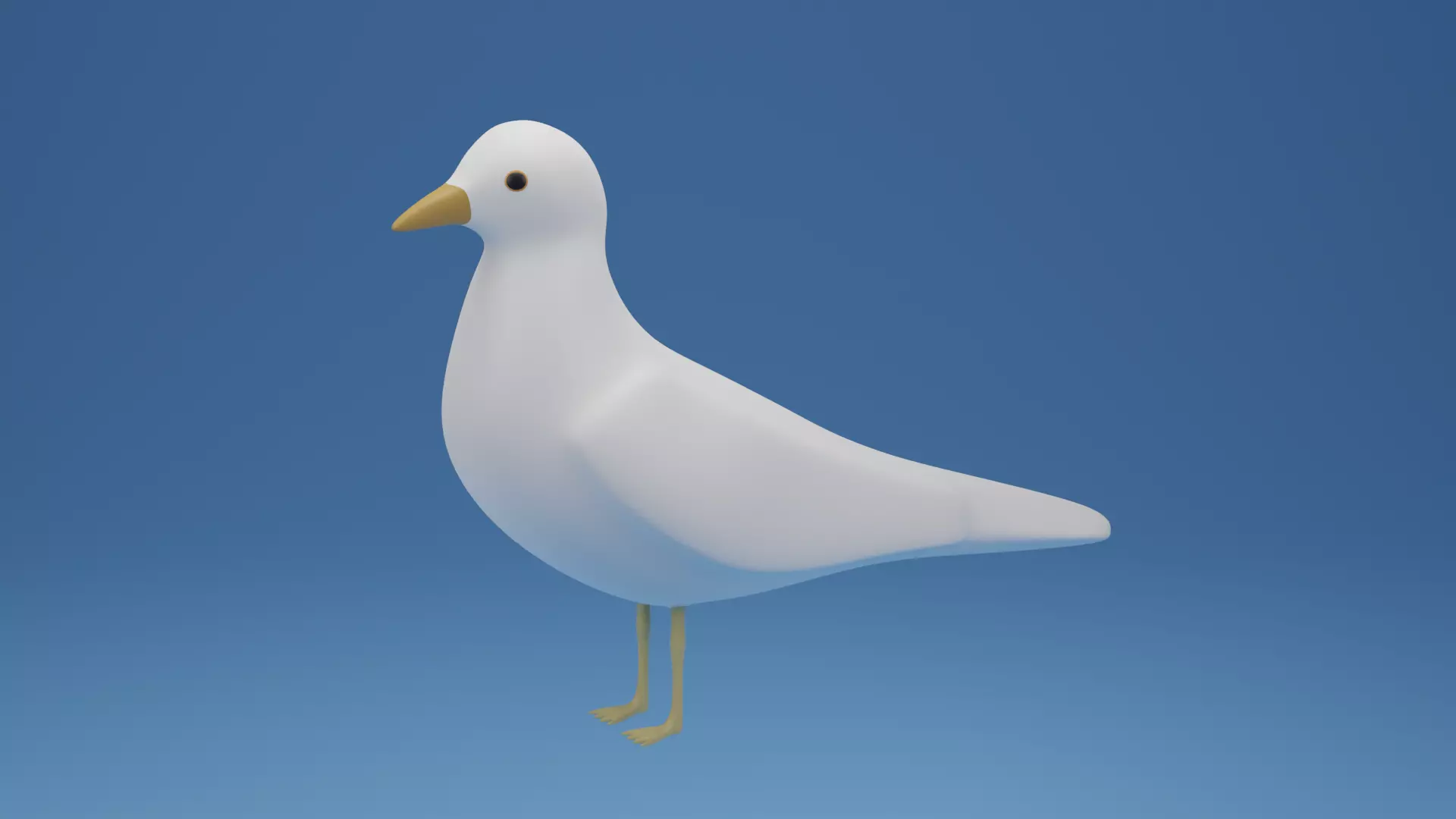 Cartoon Cute Bird Seagull Low-poly 3D model_0