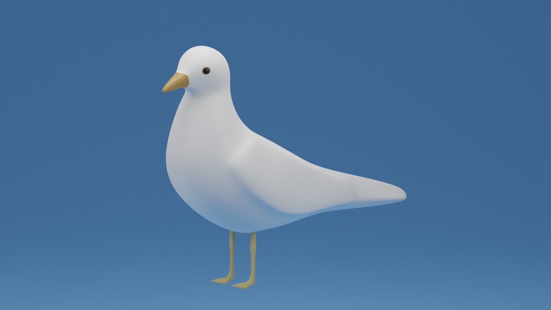 Cartoon Cute Bird Seagull Low-poly 3D model_10