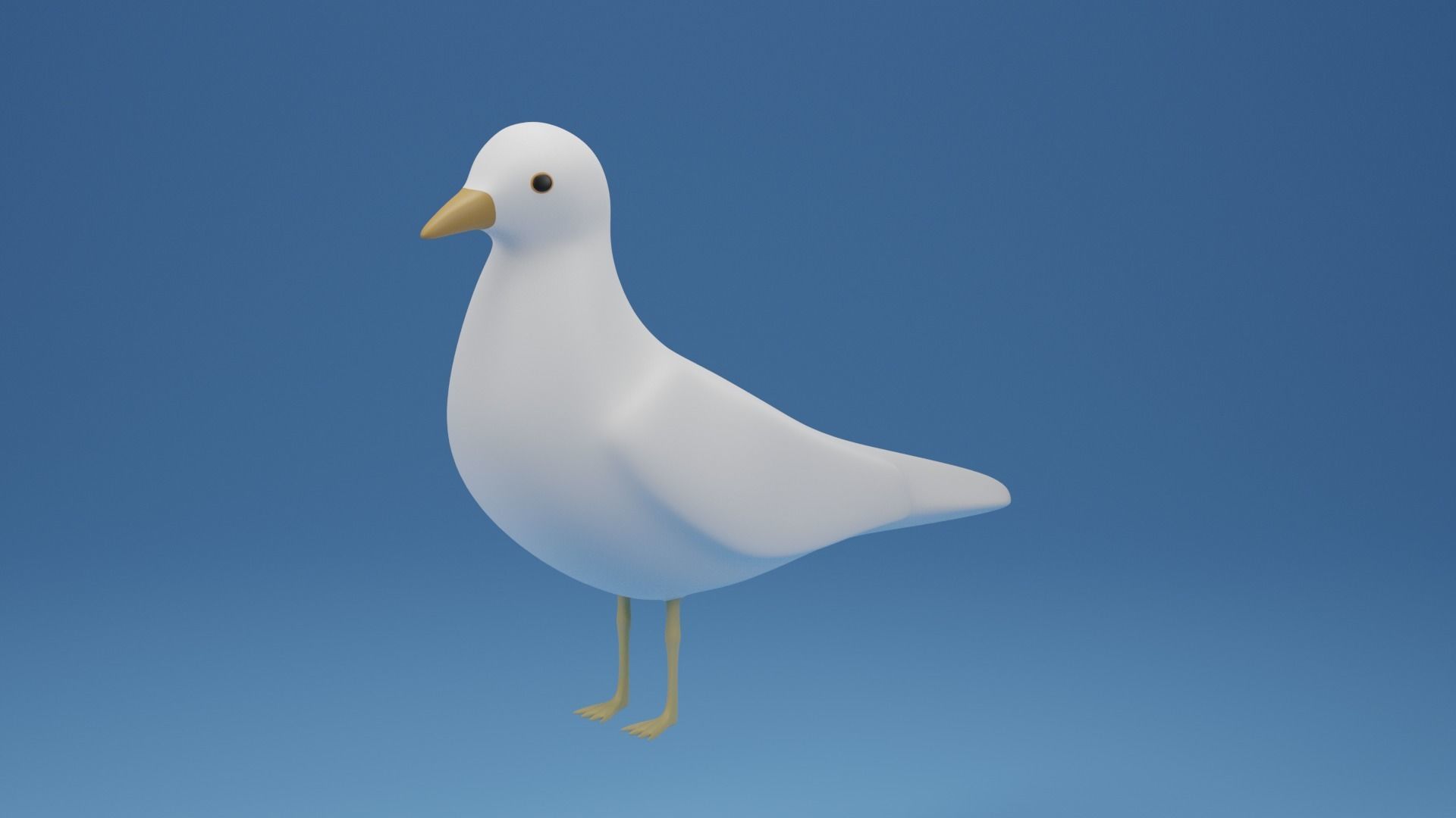 Cartoon Cute Bird Seagull Low-poly 3D model_9