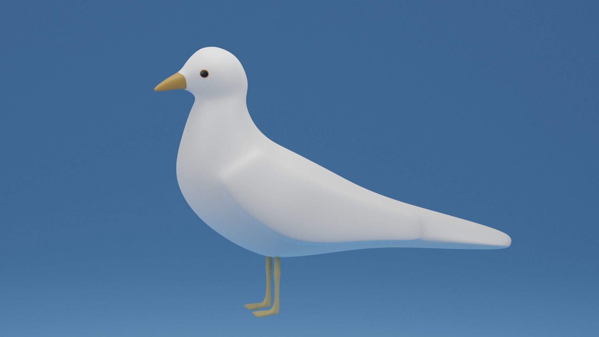 Cartoon Cute Bird Seagull Low-poly 3D model_7
