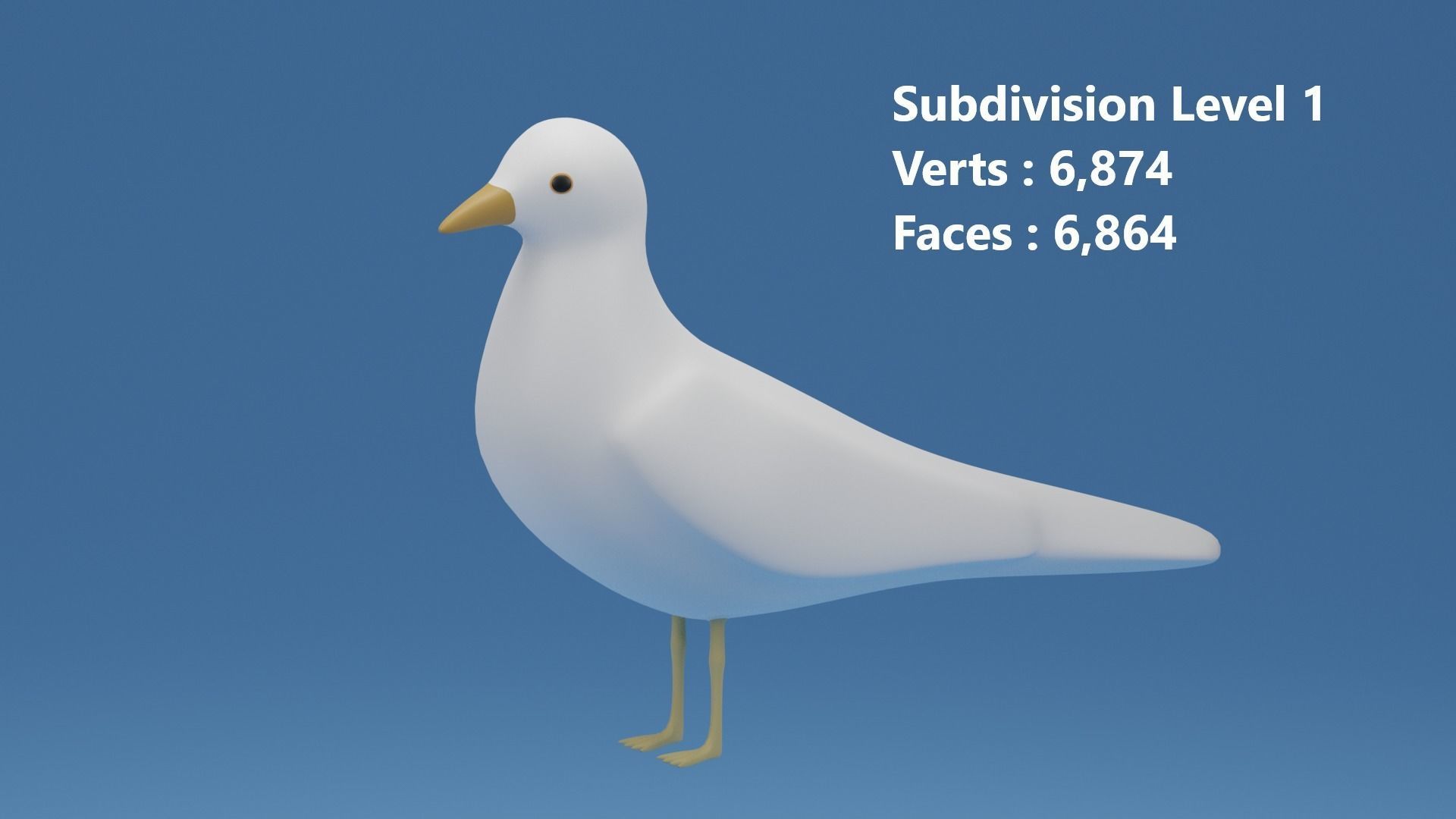 Cartoon Cute Bird Seagull Low-poly 3D model_13