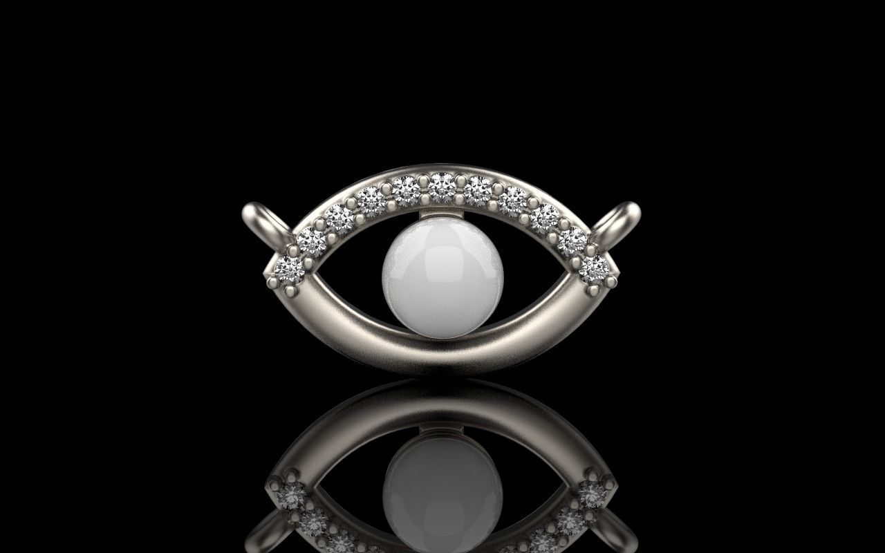 Eye pendant with pearl 3D print model_28