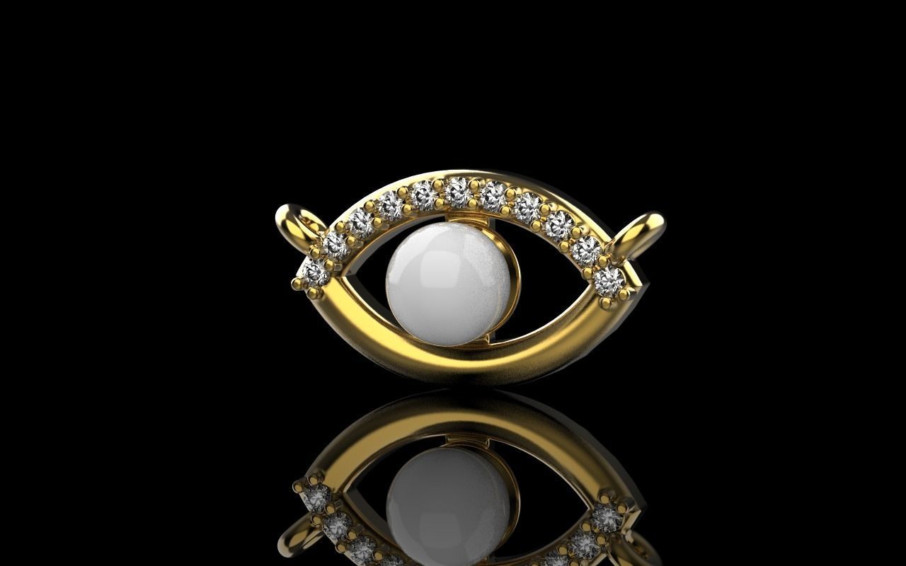 Eye pendant with pearl 3D print model_18