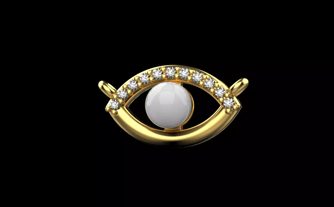 Eye pendant with pearl 3D print model_0