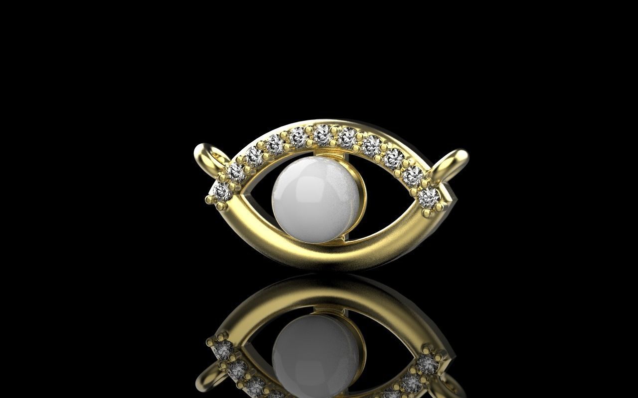 Eye pendant with pearl 3D print model_14