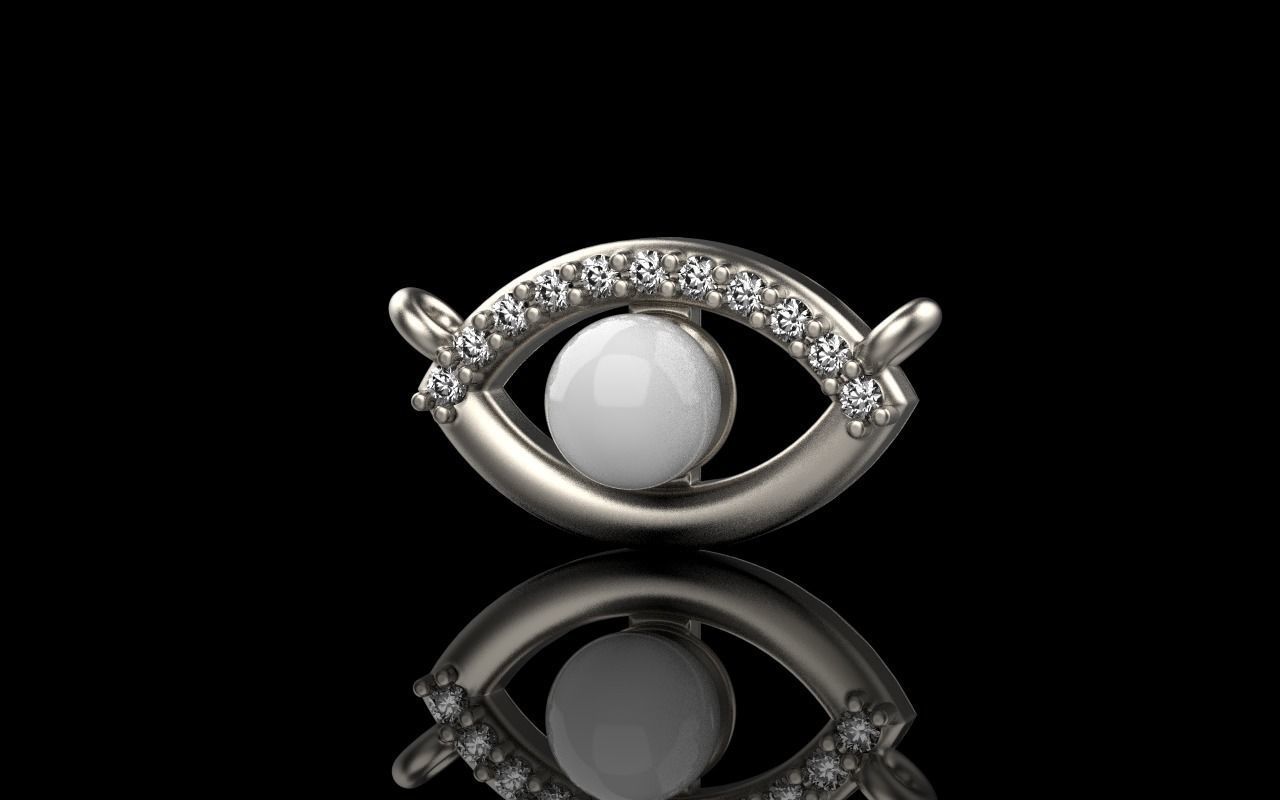 Eye pendant with pearl 3D print model_13