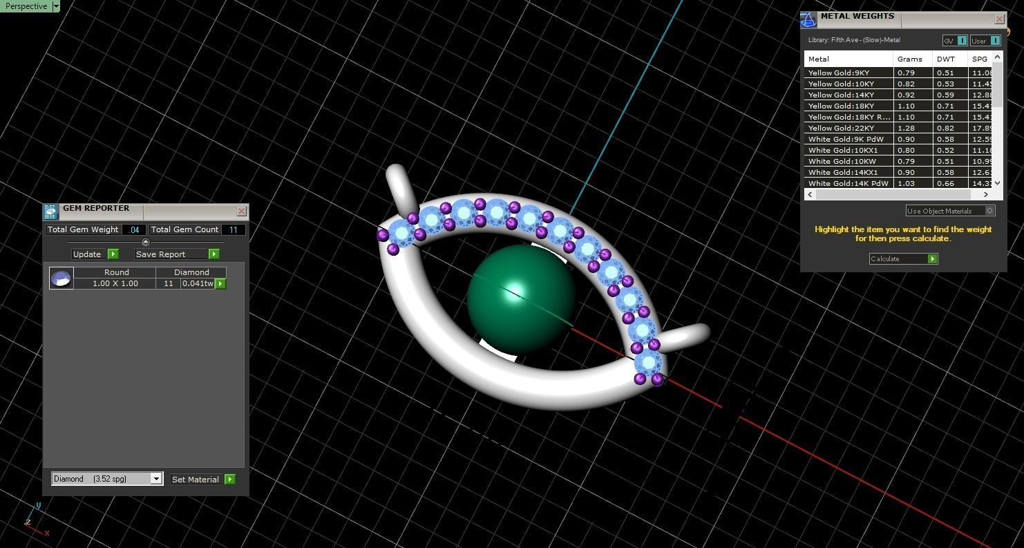 Eye pendant with pearl 3D print model_1