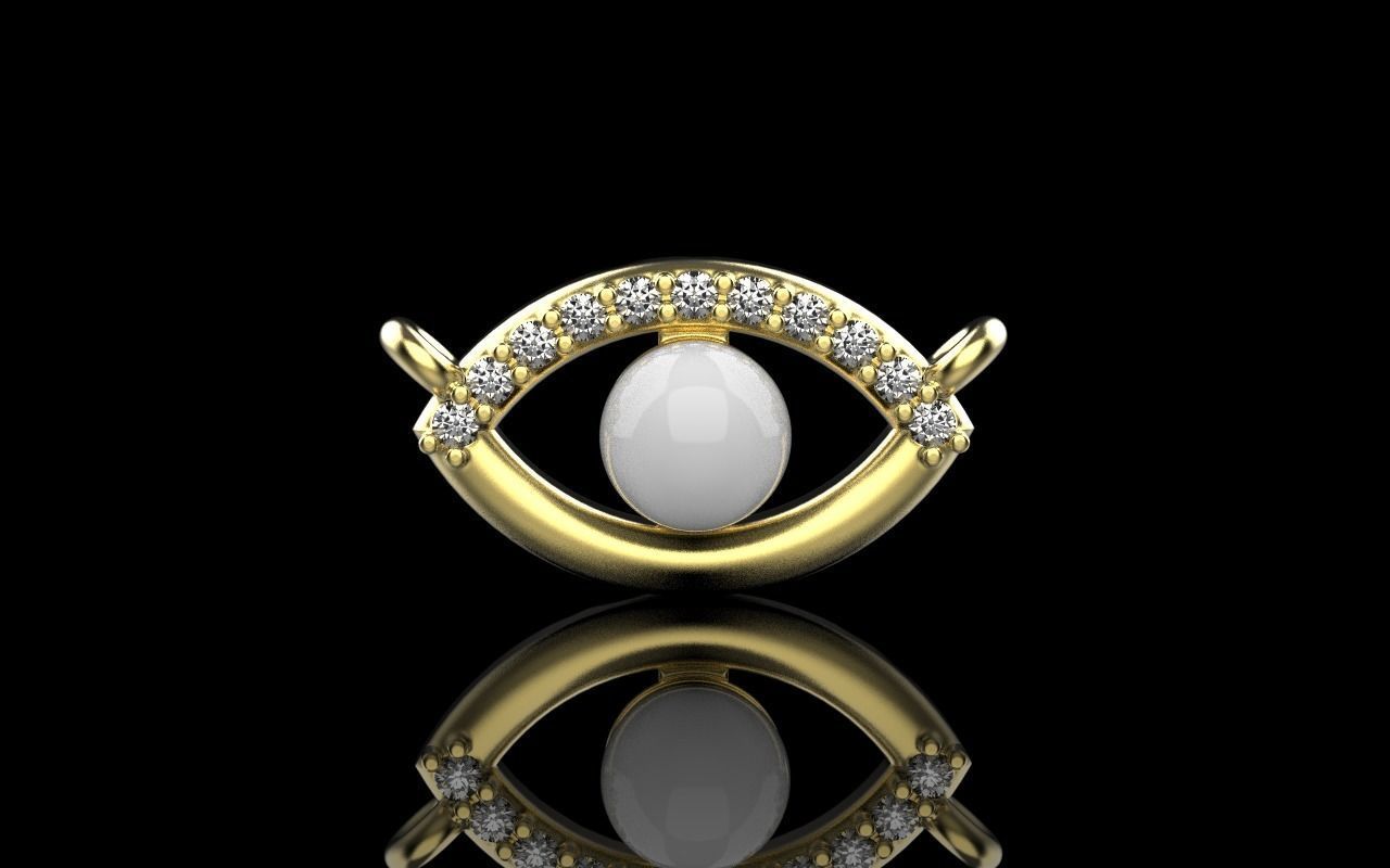 Eye pendant with pearl 3D print model_27