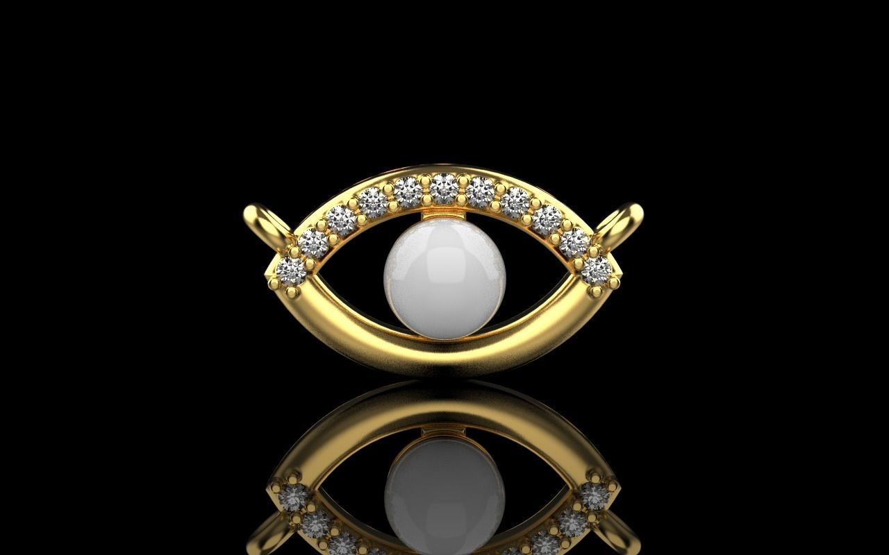 Eye pendant with pearl 3D print model_26