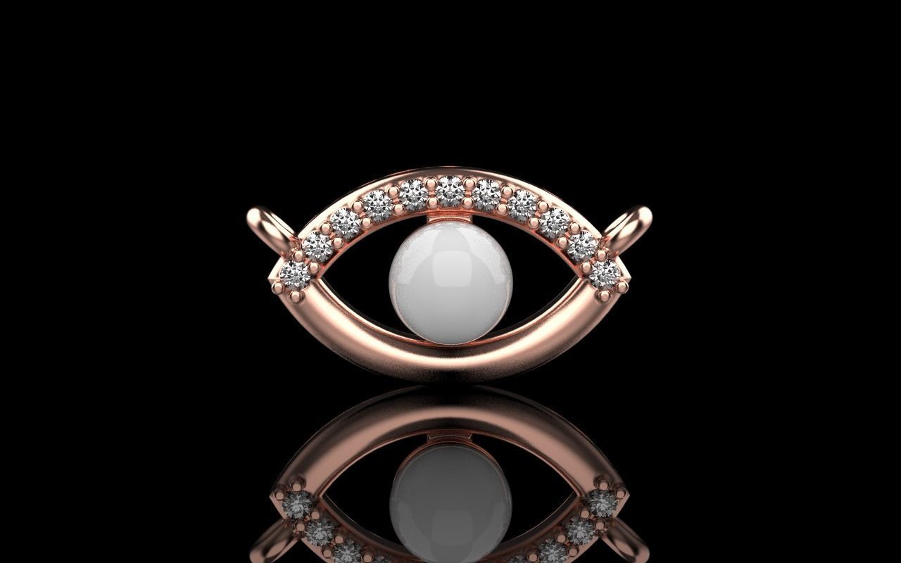 Eye pendant with pearl 3D print model_29