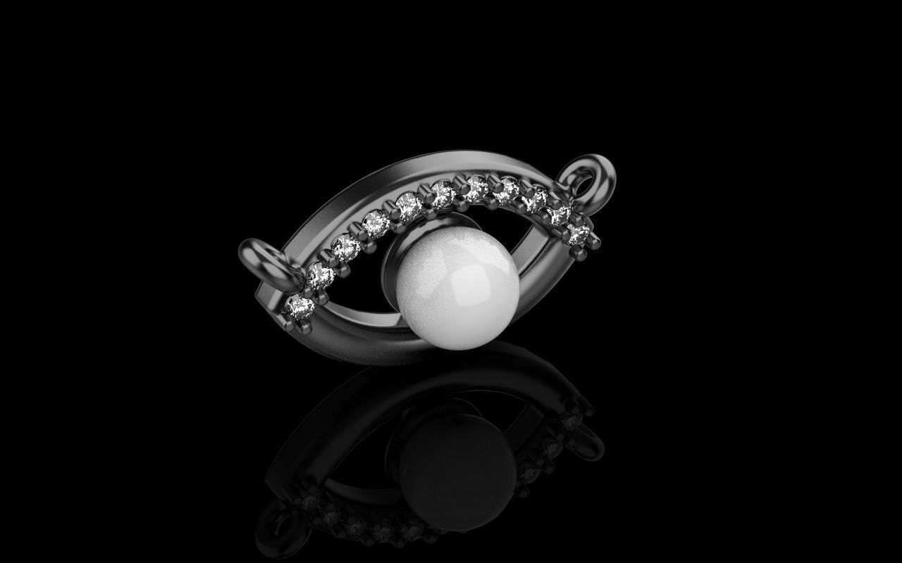 Eye pendant with pearl 3D print model_21