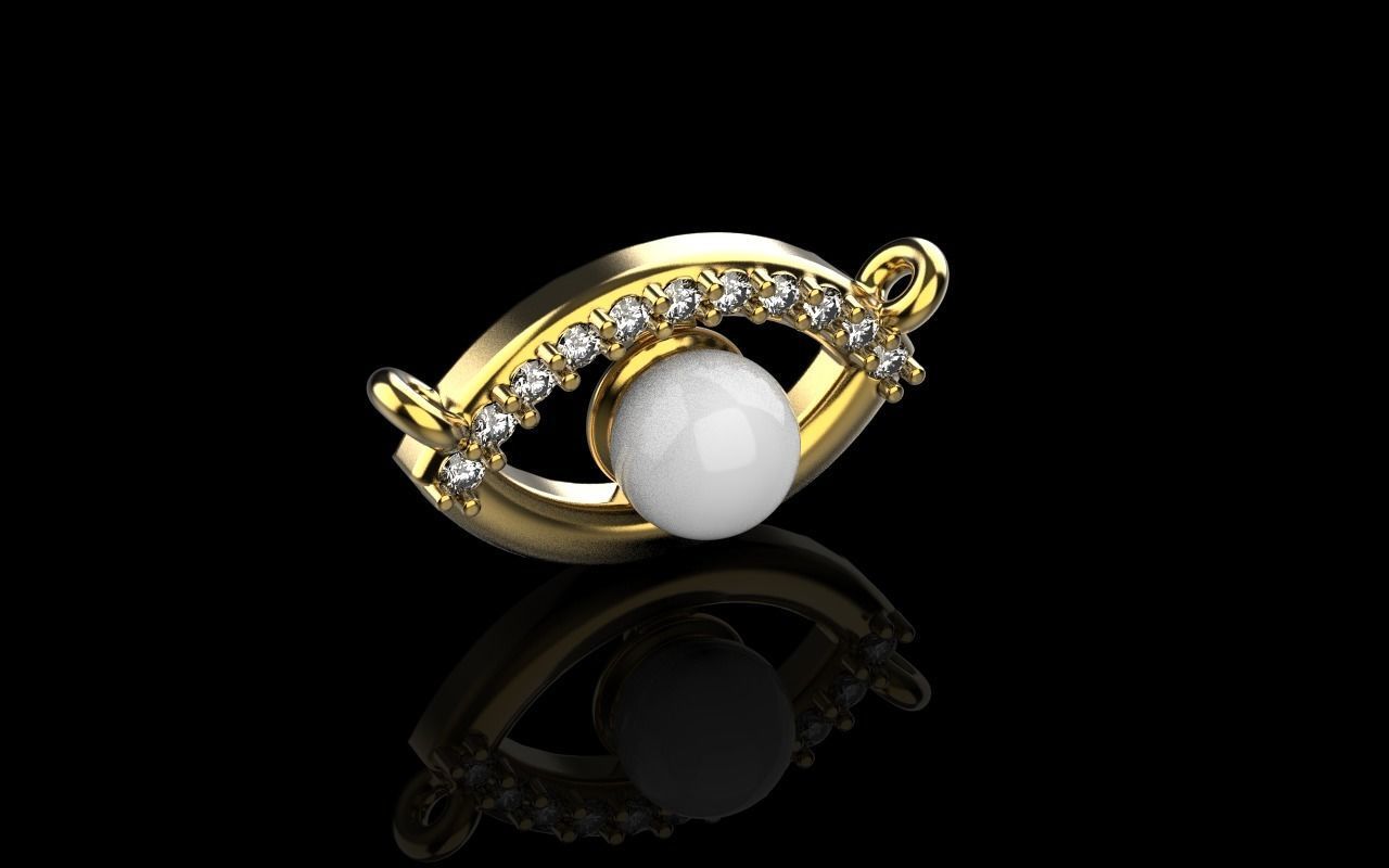 Eye pendant with pearl 3D print model_19