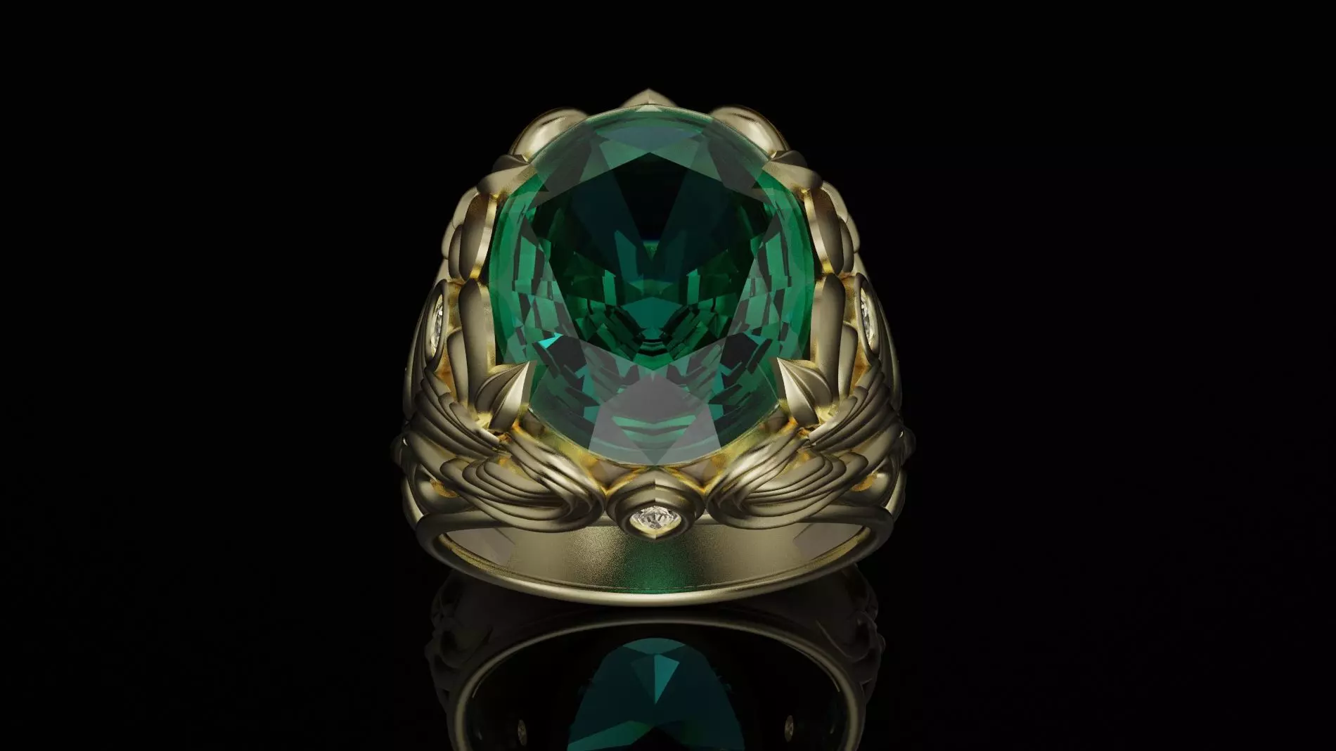 Emerald gemstone men ring 3D print model_1