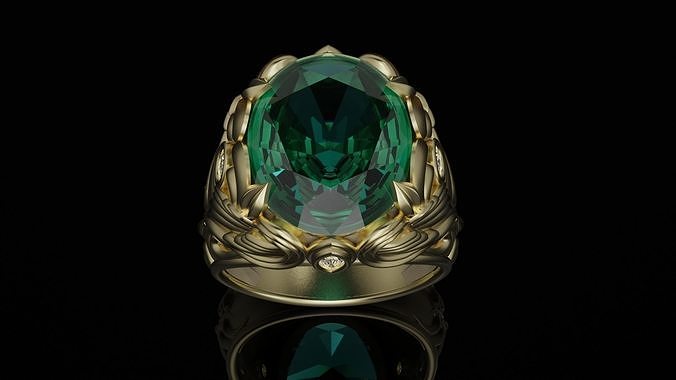 Emerald gemstone men ring 3D print model