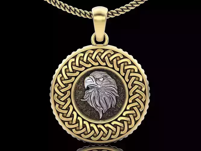 Eagle pendant  gold printable jewelry 3D model 3D print model