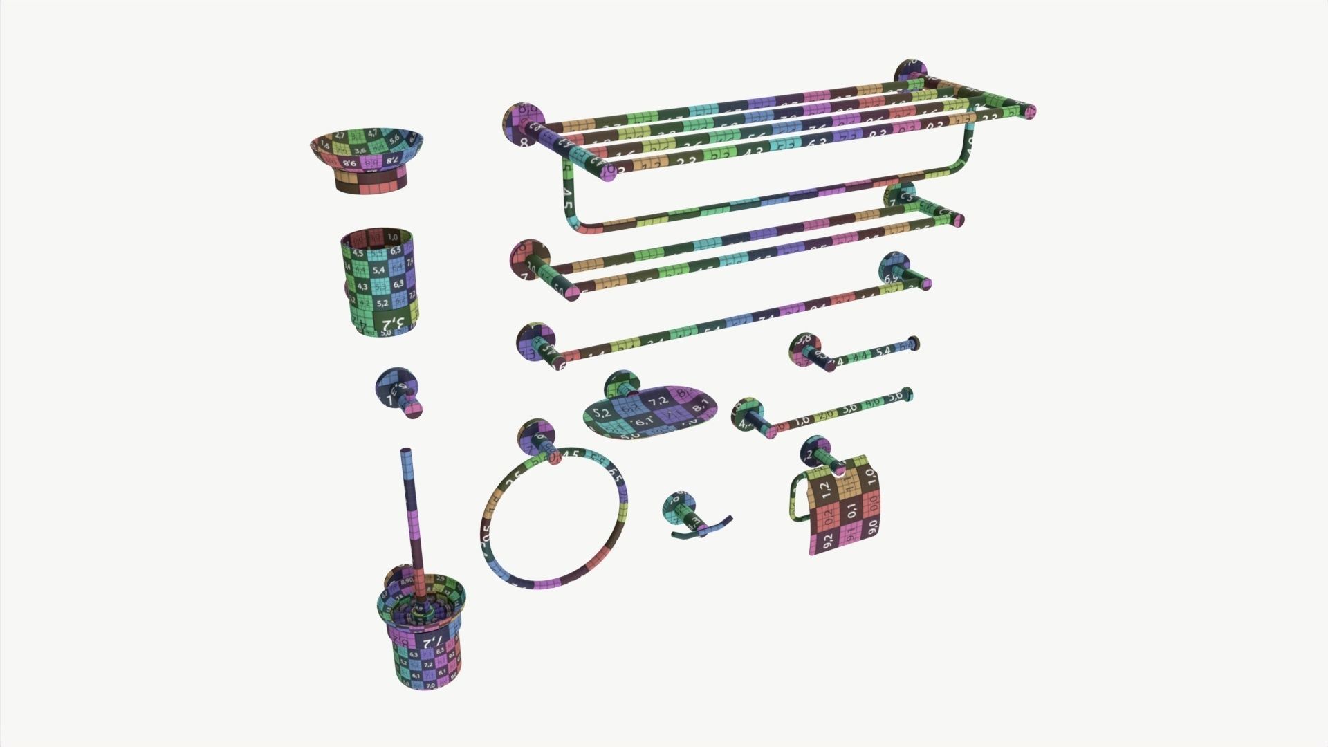 Bathroom Accessories Rack Shelf Hanger Wall Mount 3D model_6