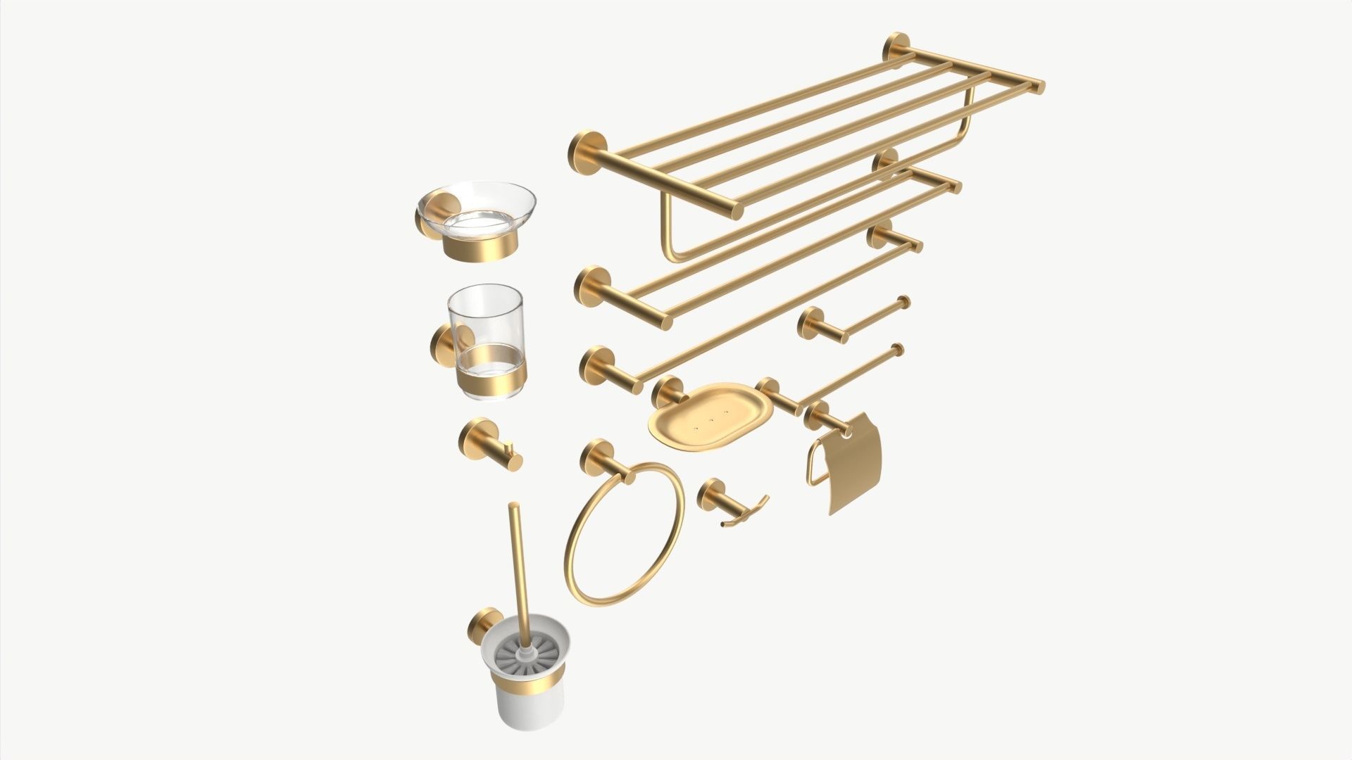 Bathroom Accessories Rack Shelf Hanger Wall Mount 3D model_2